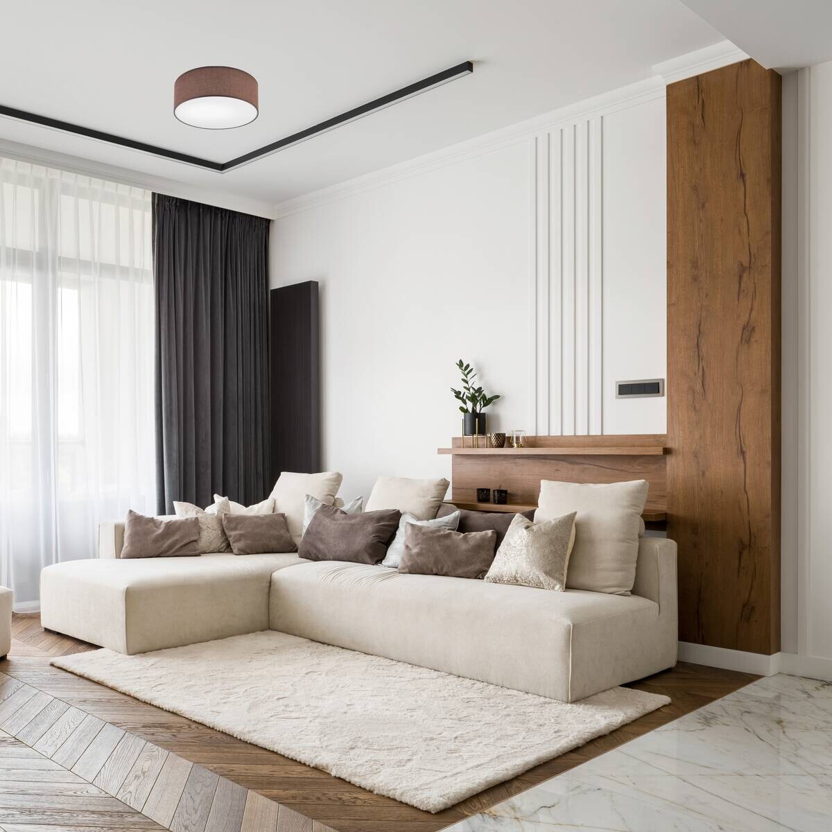 Lamkur Deckenleuchte Vivian braun Kunststoff PVC Textil H/L: ca. 13x35 cm E27 1 Brennstellen