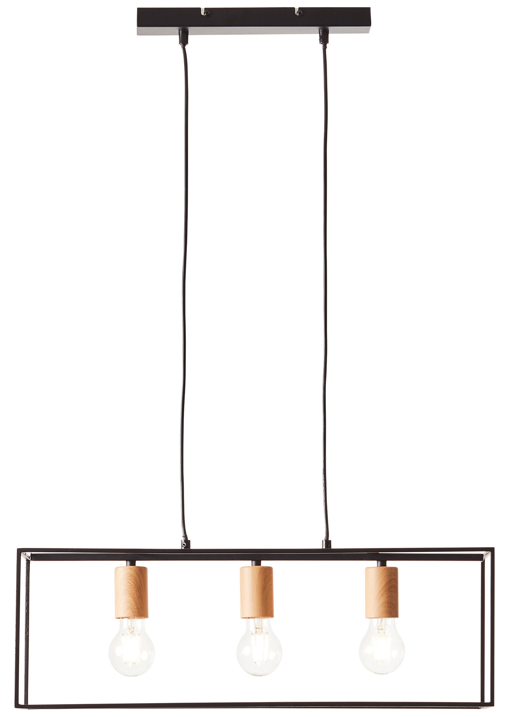 Brilliant Pendelleuchte 92747/76 schwarz Metall B/H/T: ca. 60x110x20 cm E27 3 Brennstellen