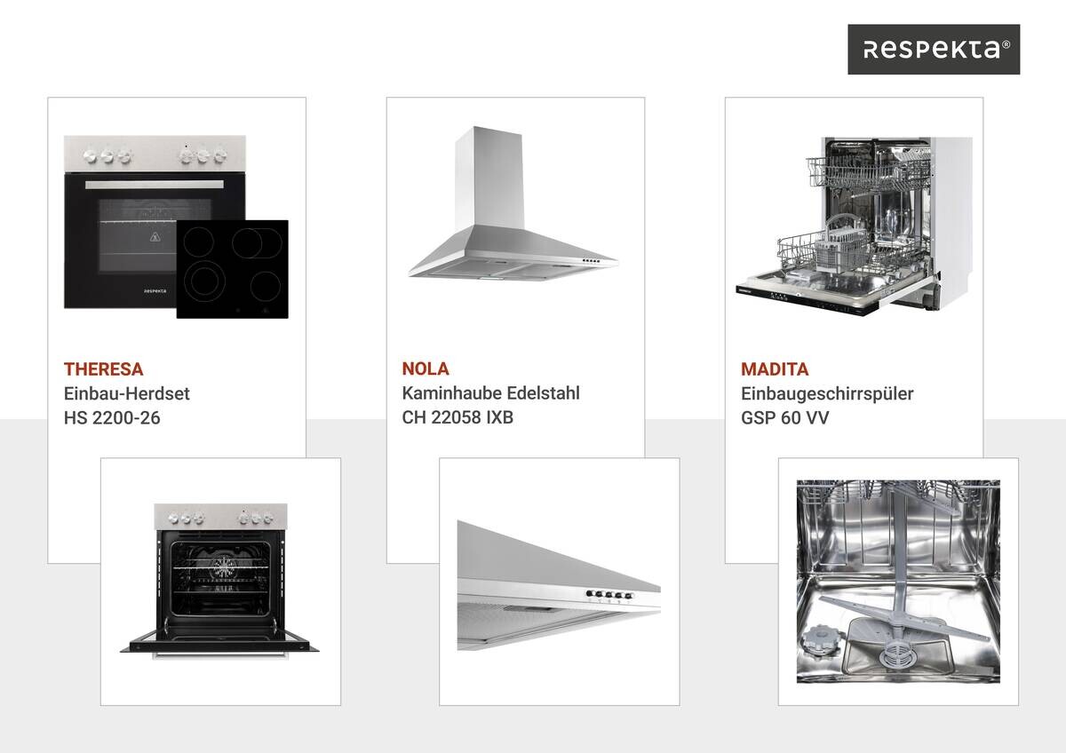 Respekta Winkelküche Anton weiß Lärche Nachbildung B/H/T: ca. 280x211x172 cm