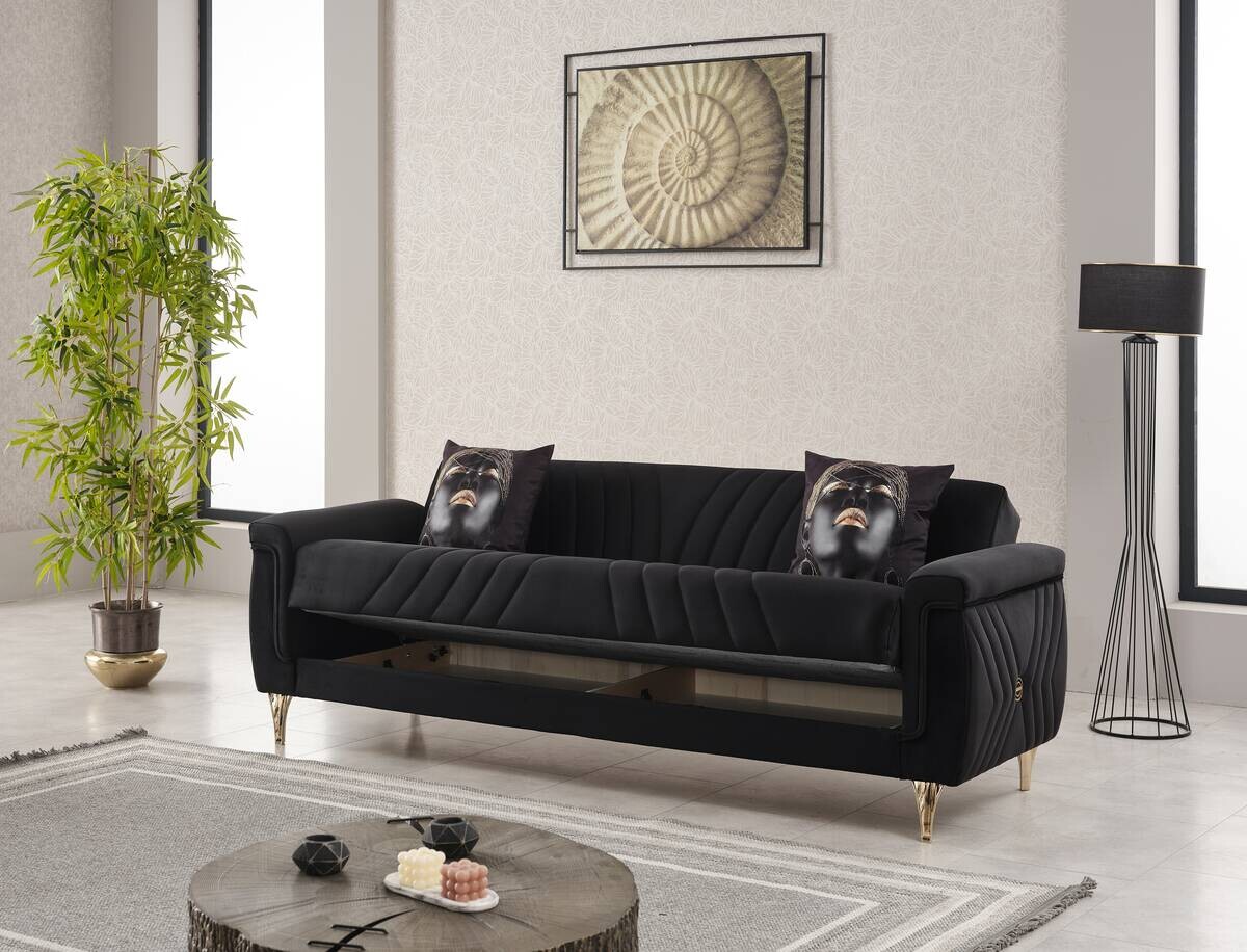 Schlafsofa Lozan schwarz Microfaser B/H/T: ca. 230x86x84 cm