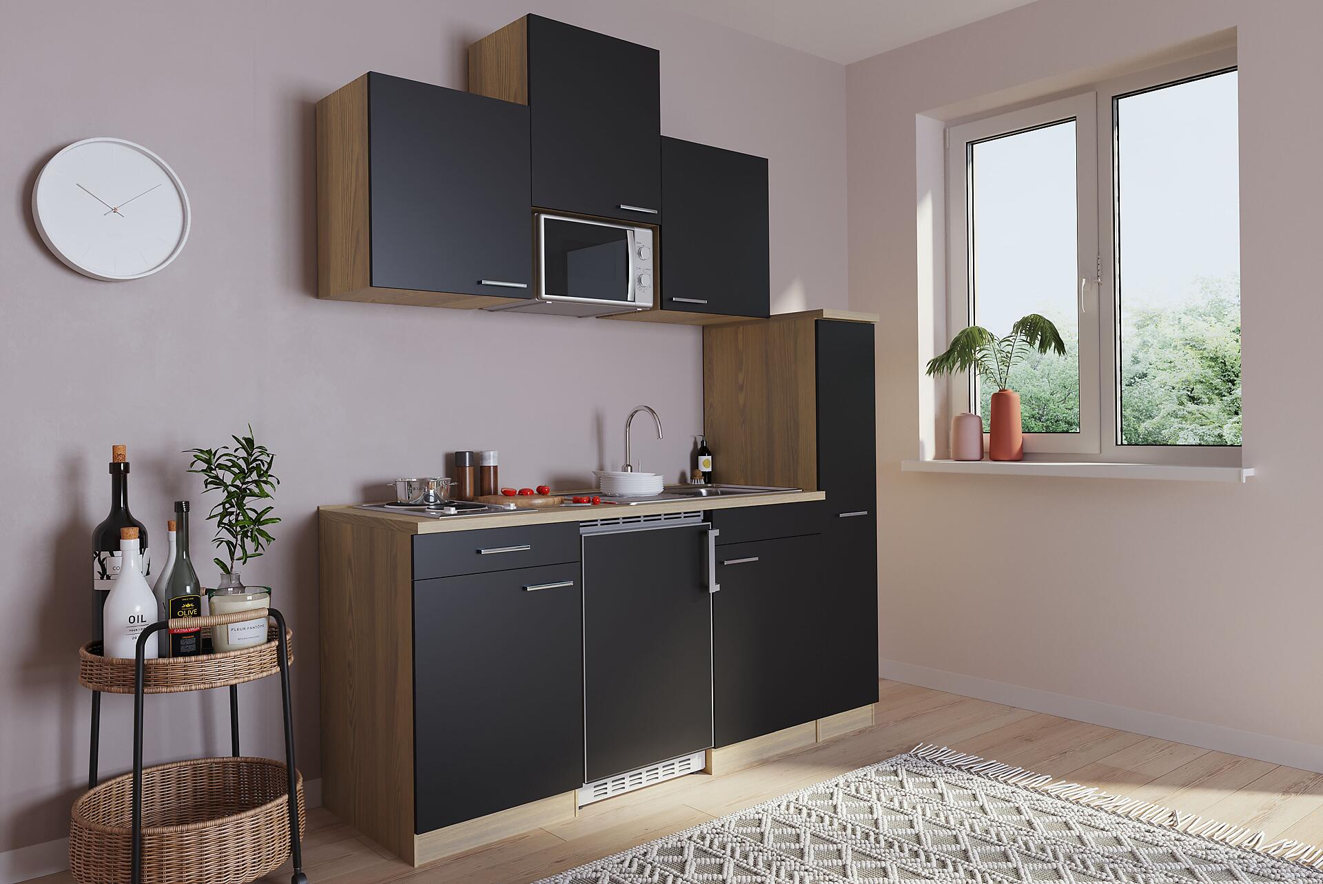 Respekta Küchenblock Economy schwarz B/H/T: ca. 180x200x60 cm