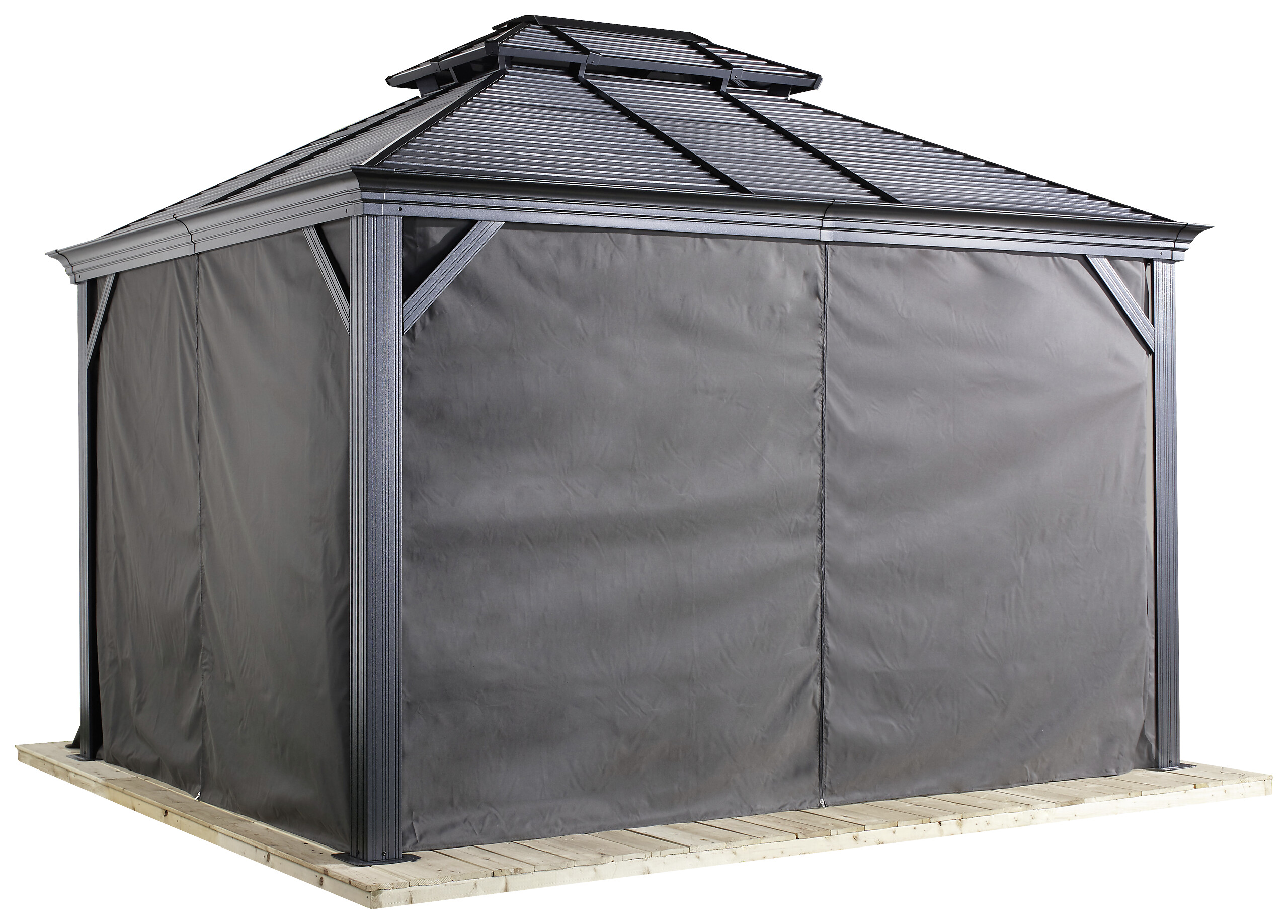Sojag Pavillon-Vorhang-Set Mykonos/Moreno dunkelgrau Polyester B/T: ca. 380x254 cm