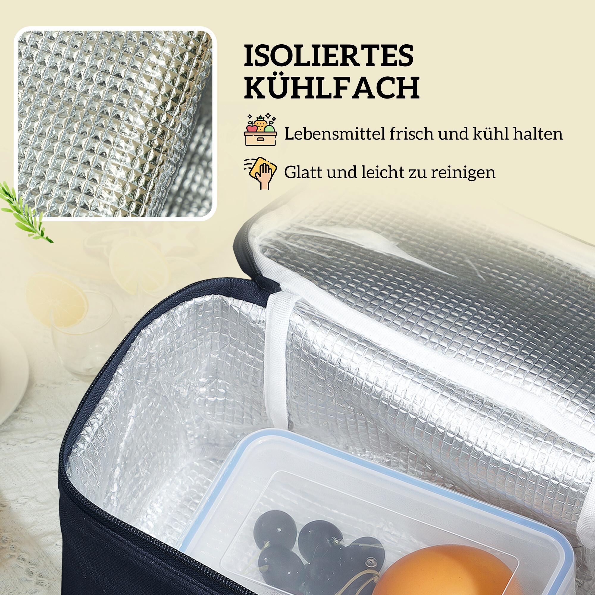 Outsunny Picknickkorb Holzoptik Keramik B/H/L: ca. 34x20x54 cm
