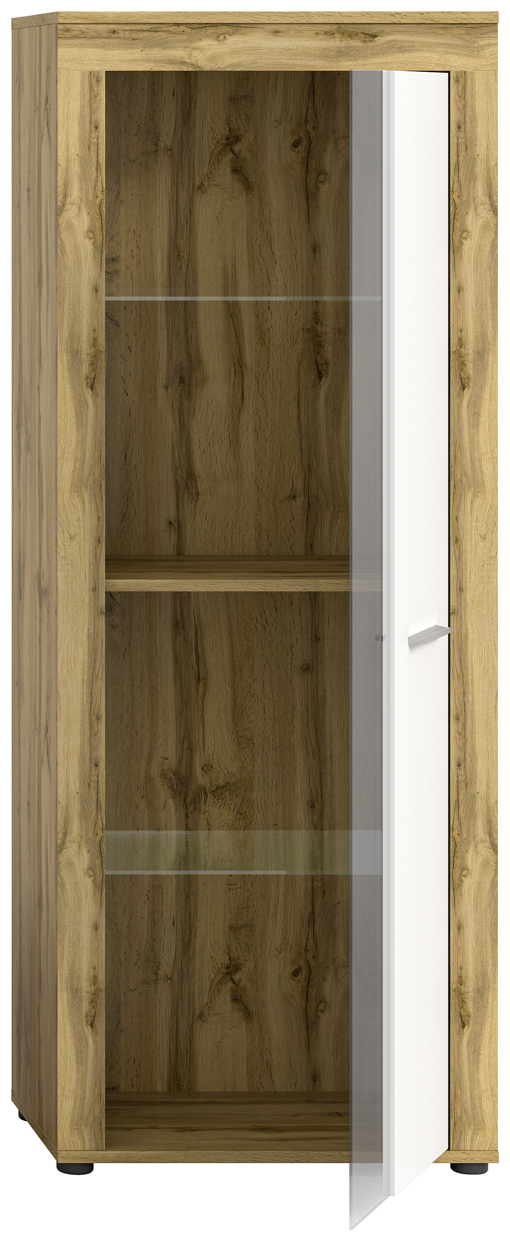 Vitrine Jam Eiche Wotan Nachbildung weiß B/H/T: ca. 60x159x35 cm