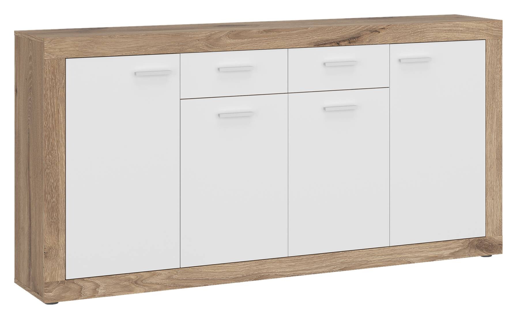 Kommode Focus Eiche Viking Nachbildung weiß glänzend B/H/T: ca. 173,8x90x39 cm