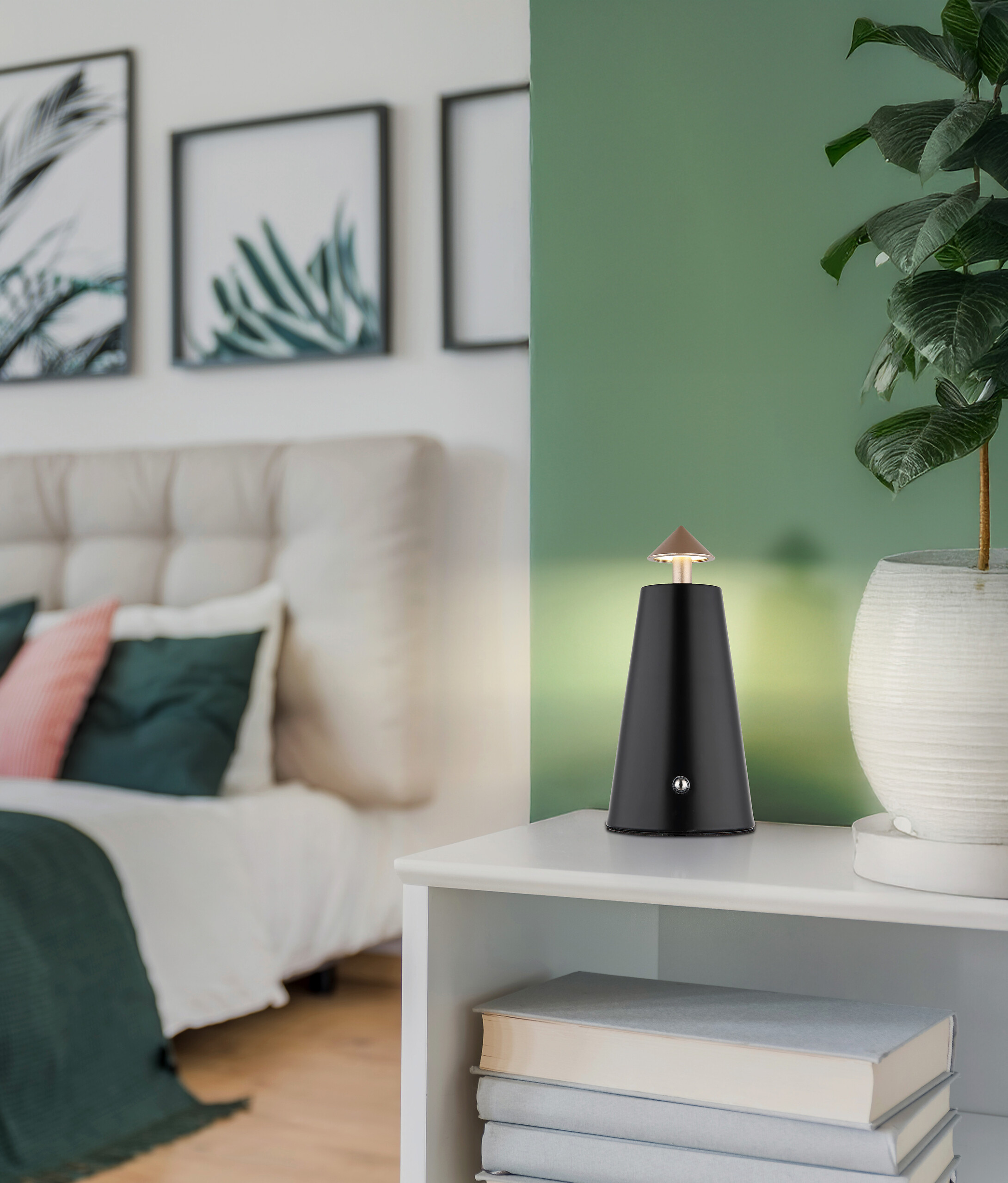 GLOBO LED-Tischleuchte mattschwarz schwarz Cappuccino Metall Kunststoff Stein H/D: ca. 19x9 cm 1 Brennstellen