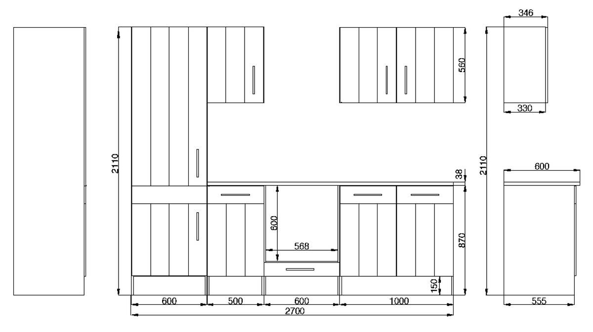 Respekta Küchenblock Premium weiß matt B/H/T: ca. 270x211x60 cm