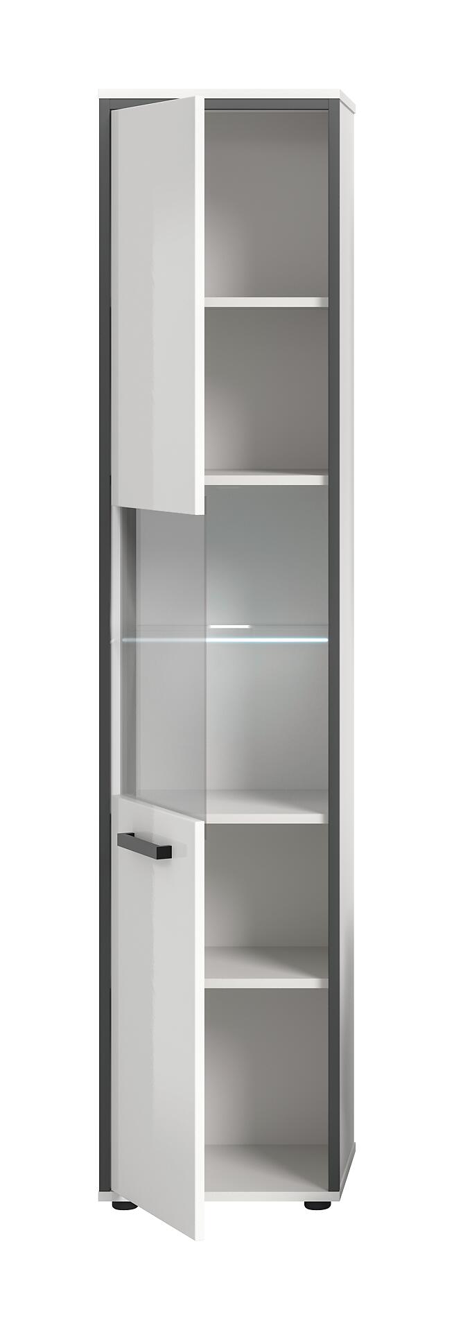 Midischrank KOJAK weiß Hochglanz anthrazit grau B/H/T: ca. 40x188x34 cm