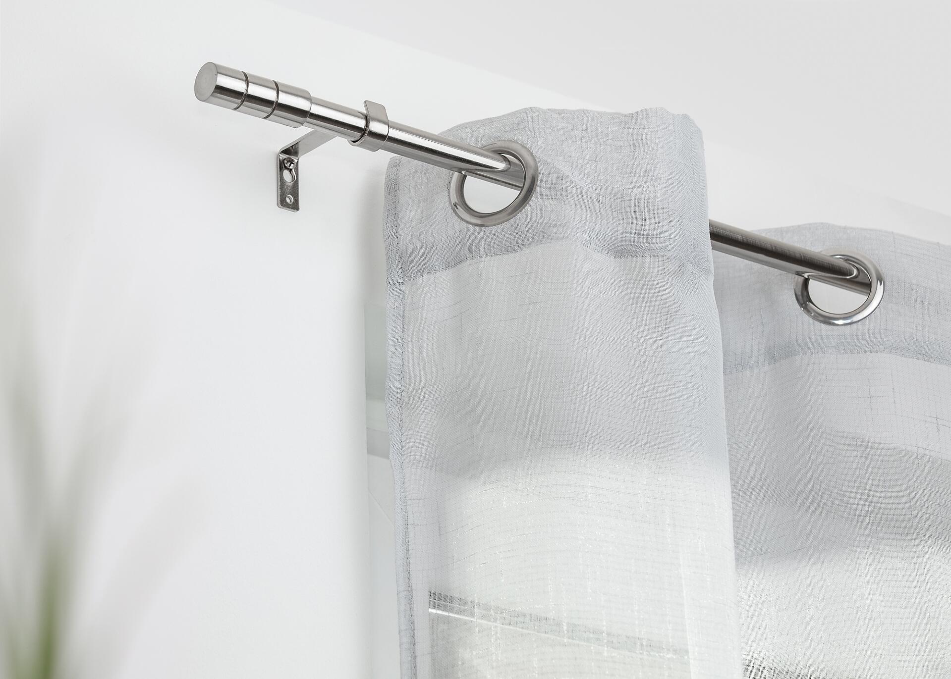 LICHTBLICK Gardinenstange Zylinder Chrom Metall D: ca. 2 cm ausziehbar von ca. 130 bis 240 cm 1.0 Läufe