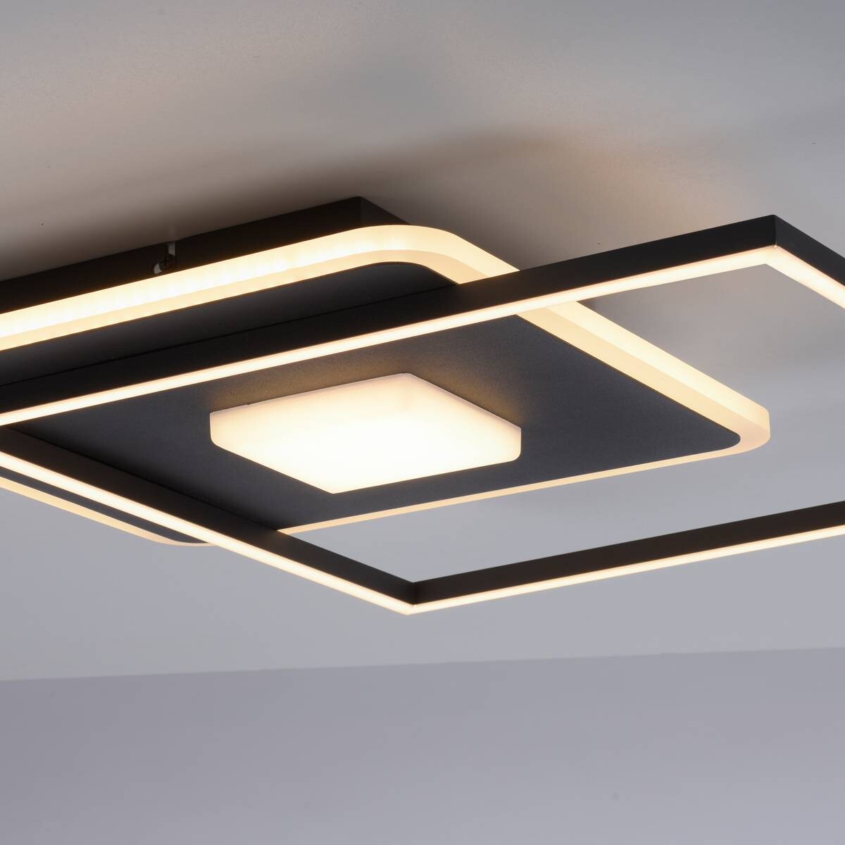 Just Light LED-Deckenleuchte DOMINO 15045-18 weiß schwarz Metall Kunststoff B/H/T: ca. 45x6,5x45 cm 1 Brennstellen