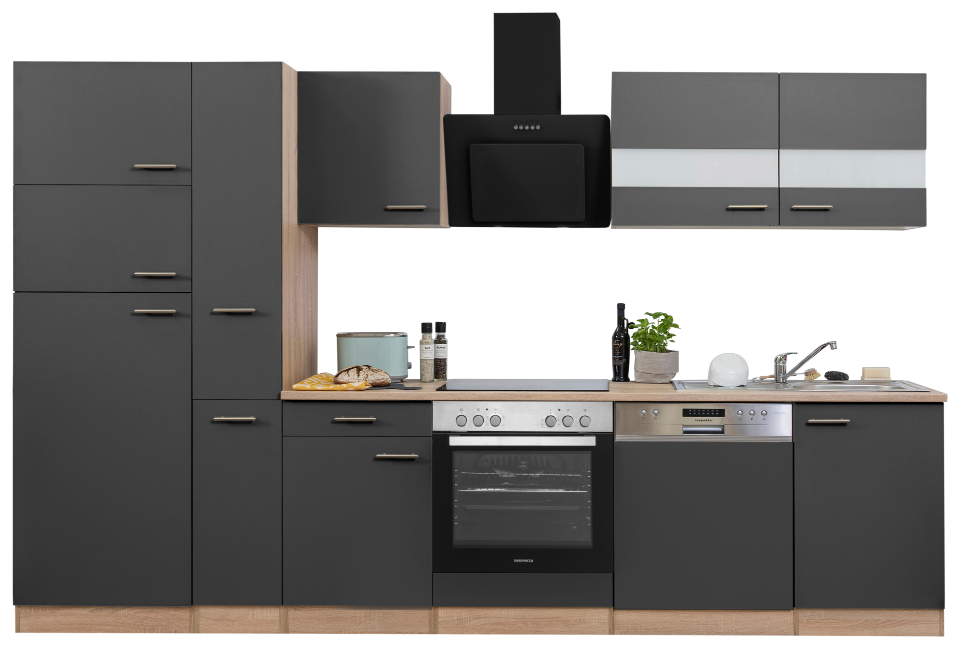 Respekta Küchenblock Economy grau matt B/H/T: ca. 310x200x60 cm