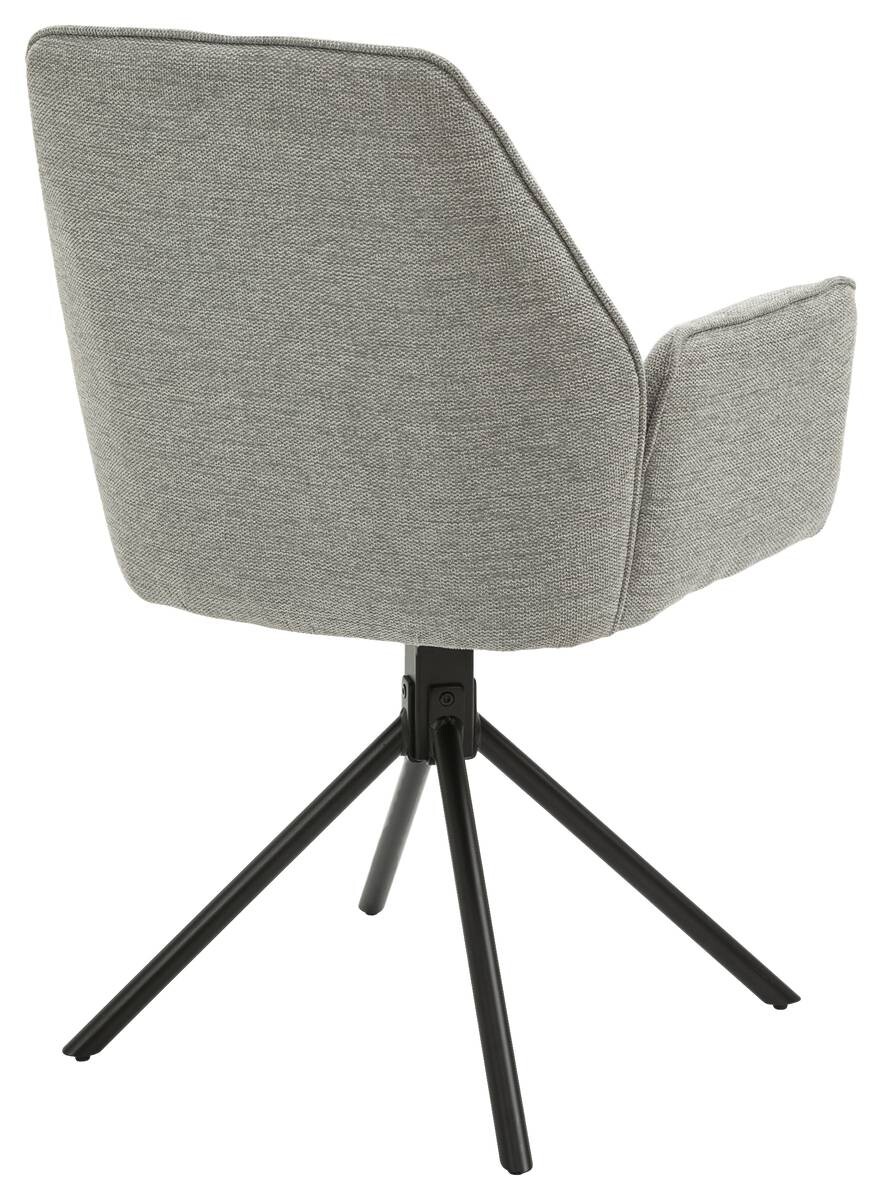 Stuhl BLAIR 2er-Set hellgrau schwarz Webstoff Metall B/H/T: ca. 57x89x61 cm