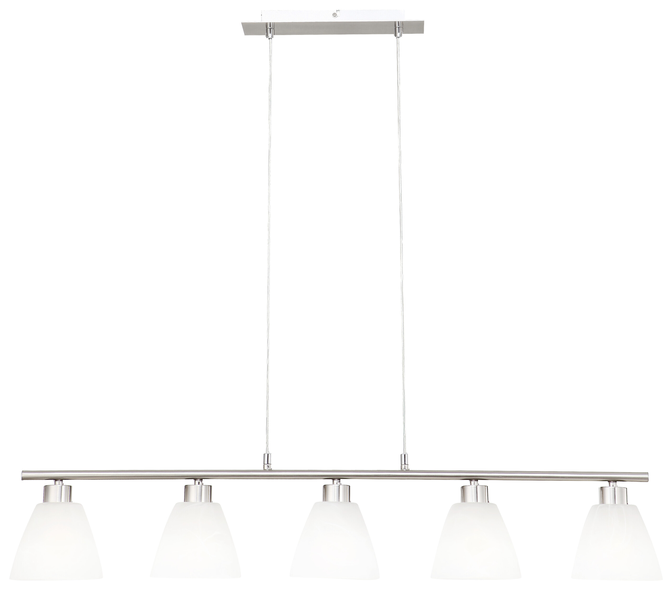 GLOBO Pendelleuchte Illimani weiß nickel matt Glas B/H: ca. 93x120 cm E14 5 Brennstellen