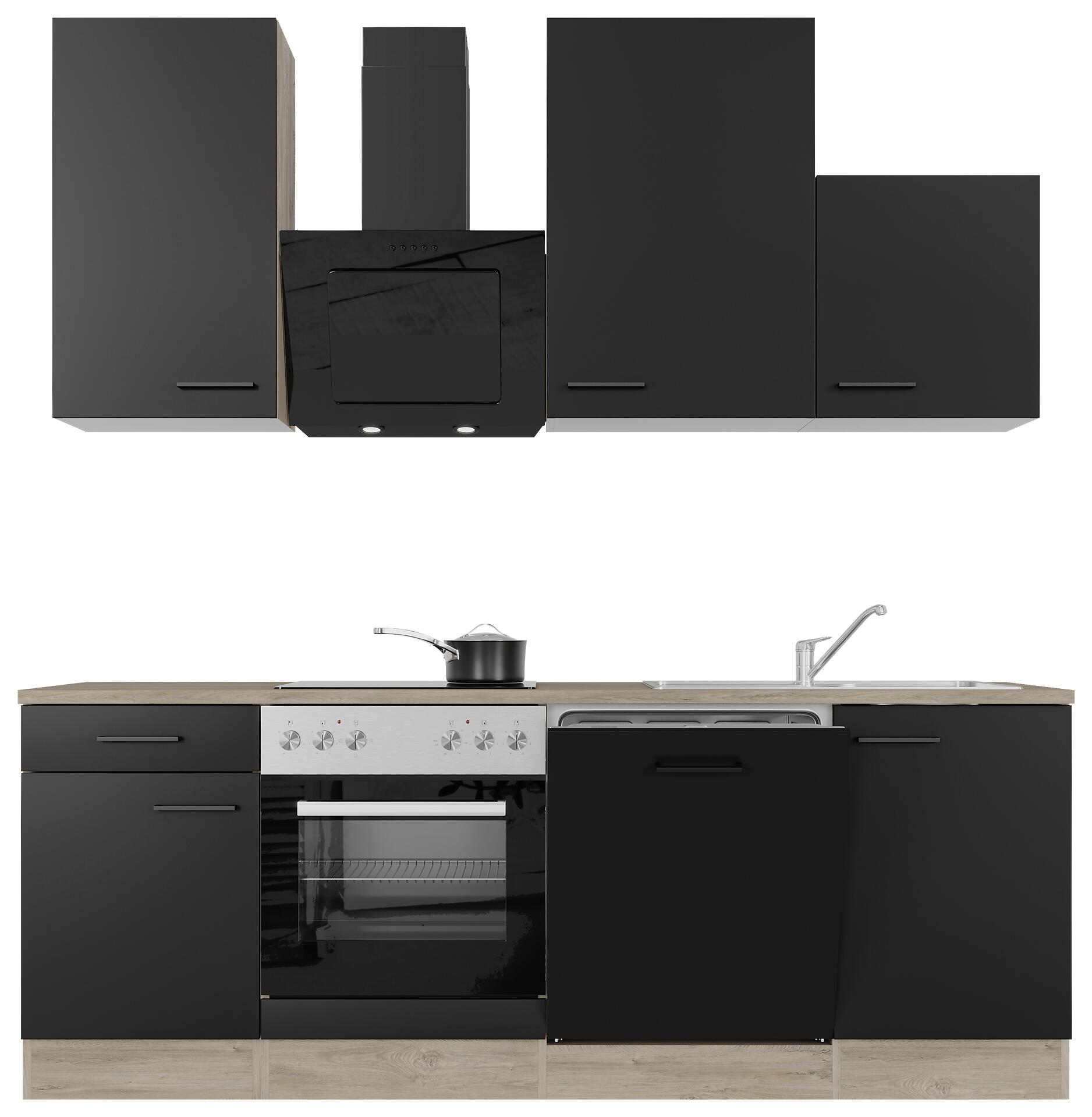 Küchenblock Capri schwarz matt B/H/T: ca. 220x234x60 cm