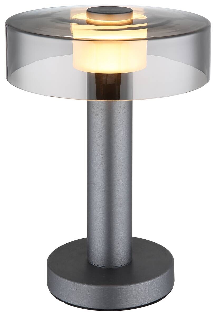 GLOBO Tischleuchte grau Aluminium Metall Glas H/D: ca. 31x22 cm 1 Brennstellen