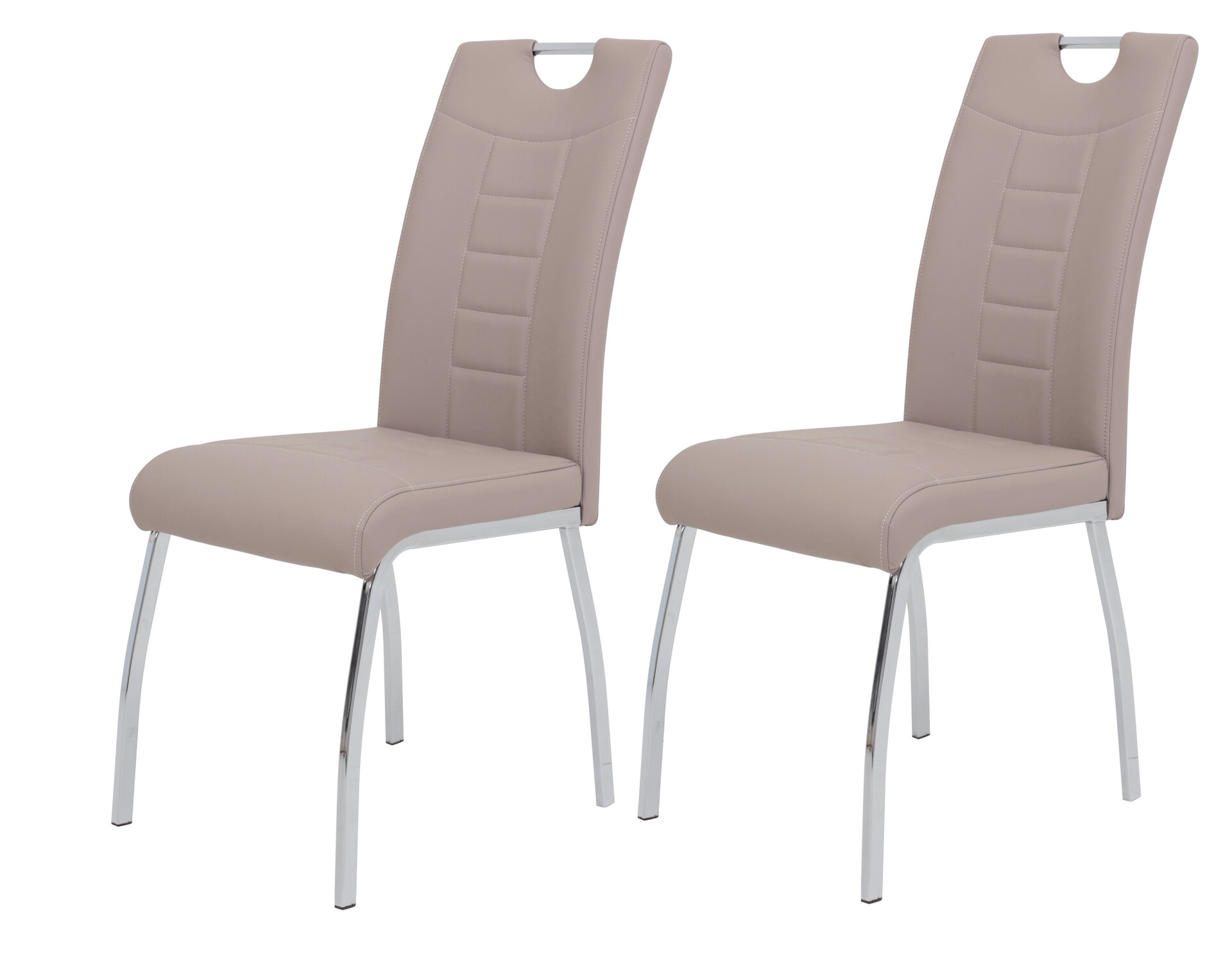 Stuhl Andrea 2er Set Cappuccino Kunstleder Metall B/H/T: ca. 43x100x64 cm