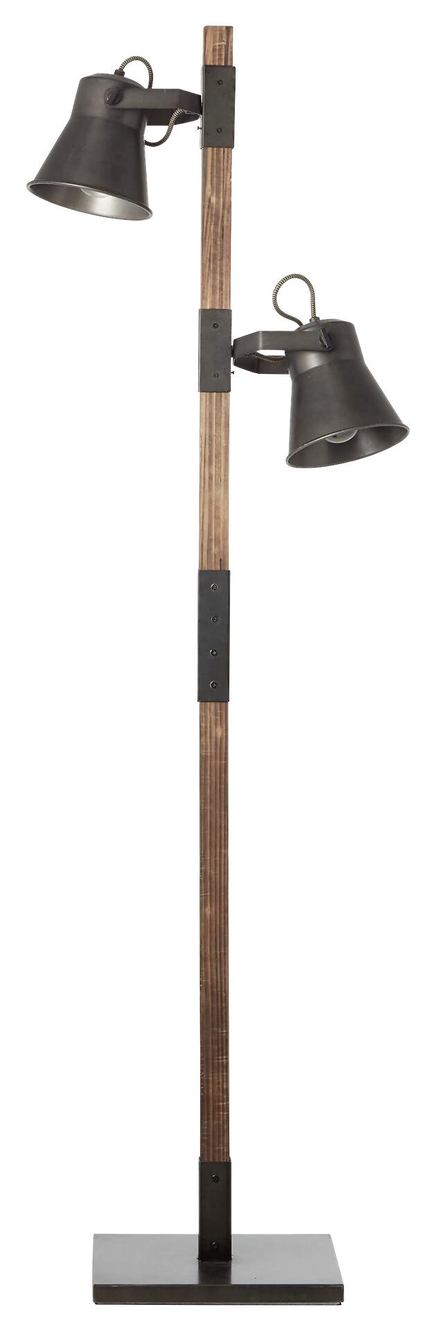 Brilliant Stehleuchte Plow schwarz Metall Holz H: ca. 154 cm E27 2 Brennstellen
