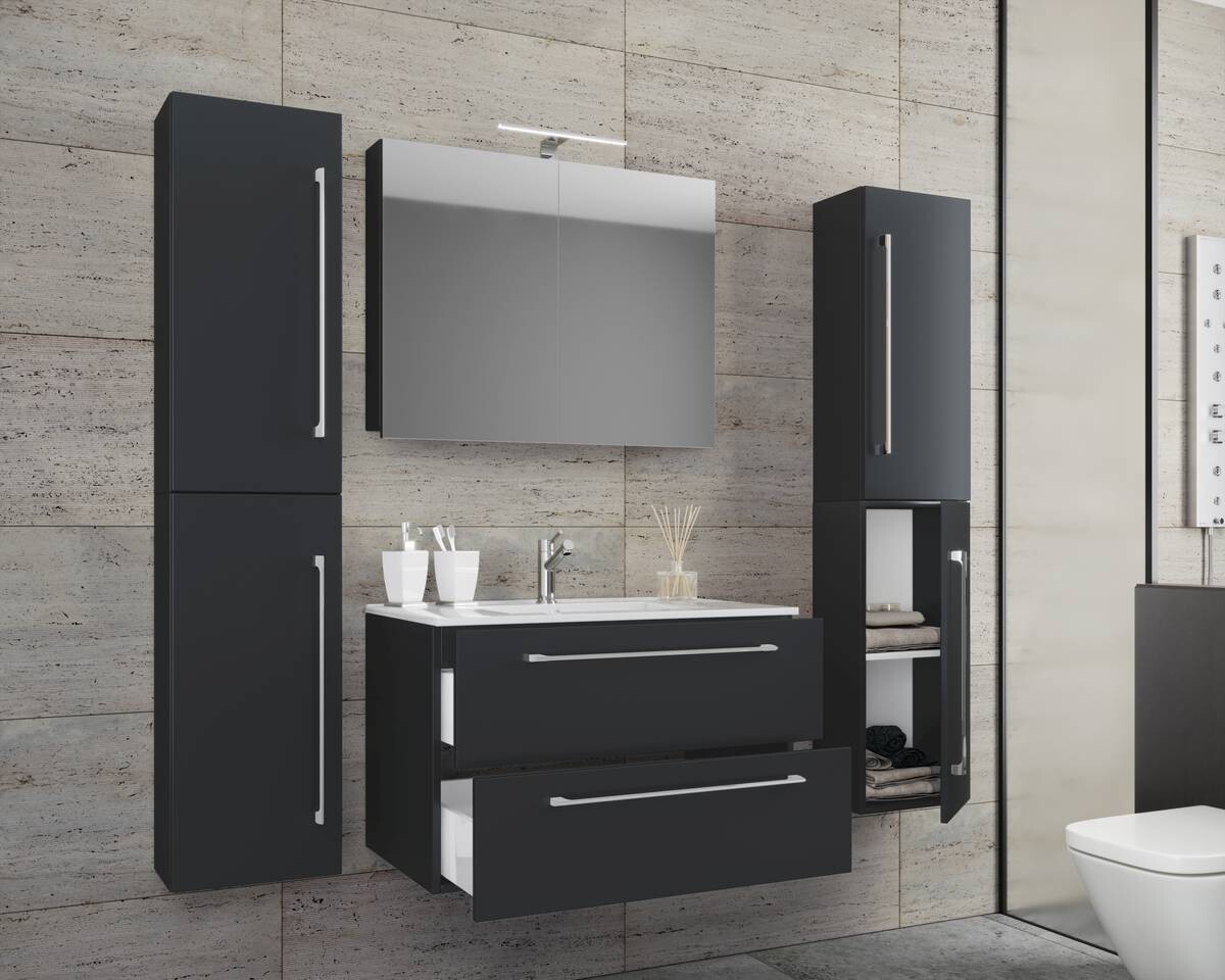 Waschplatz 5tlg-Badinos schwarz B/H/T: ca. 80x50x46 cm