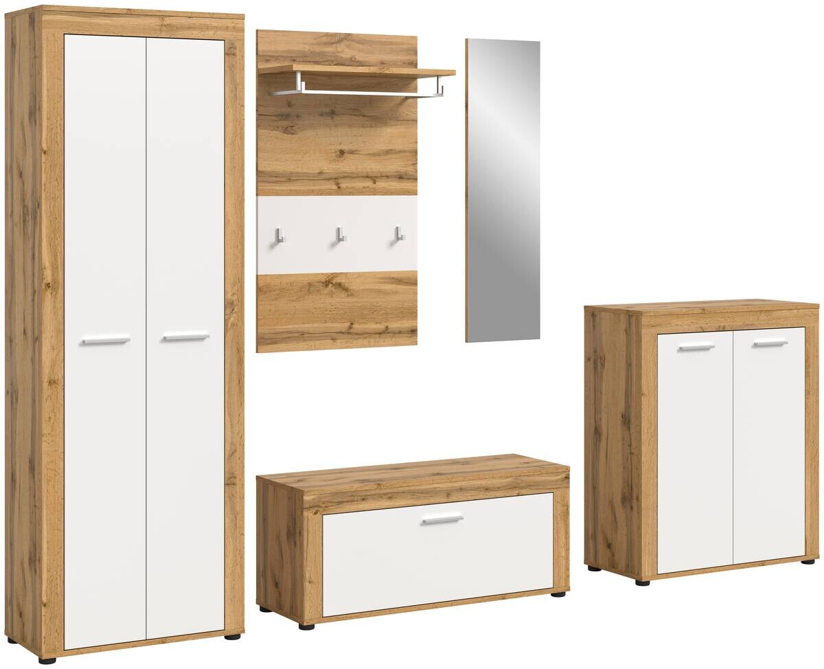 Garderobe JAM Eiche Wotan Nachbildung weiß B/H/T: ca. 185x191x35 cm Garderobe JAM Eiche Wotan Nachbildung weiß B/H/T: ca. 185x191x35 cm