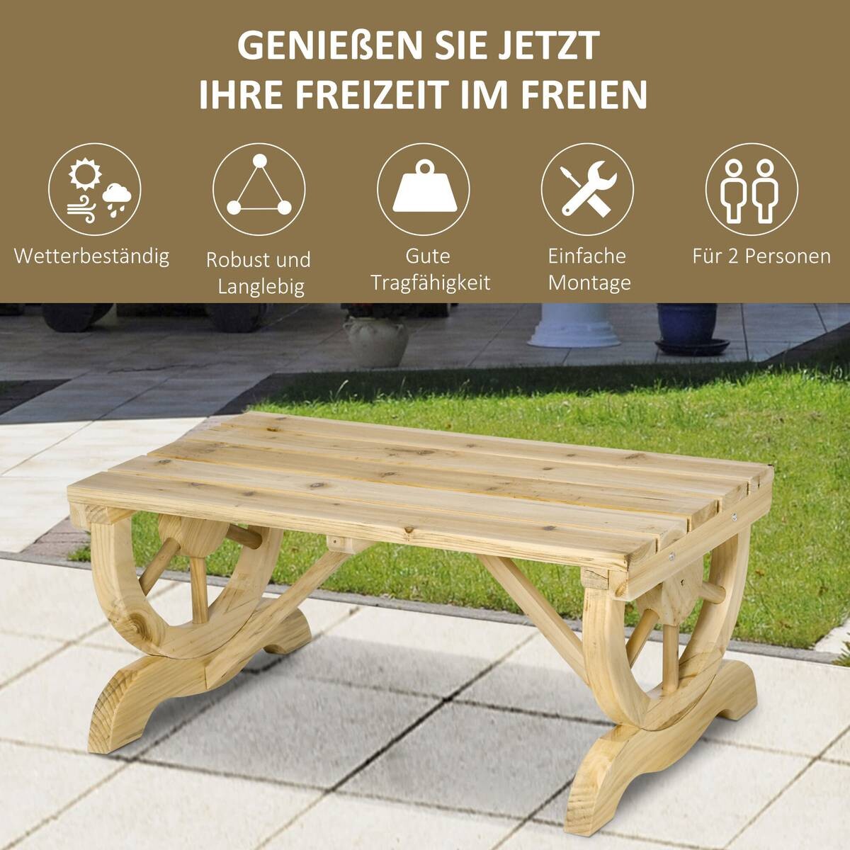 Outsunny Sitzbank natur Holz B/H/L: ca. 50x40x98 cm