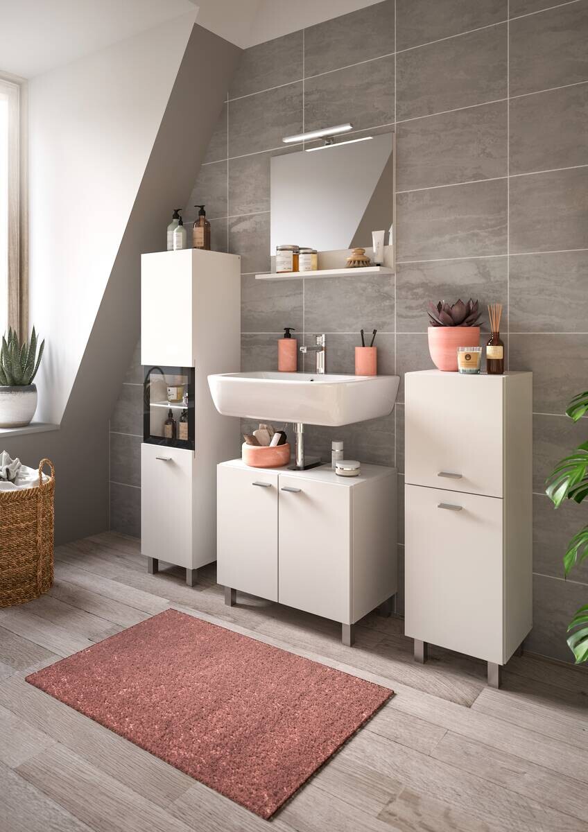 Badhochschrank BOSTON weiß schwarz B/H/T: ca. 30x125x29 cm Badhochschrank BOSTON weiß schwarz B/H/T: ca. 30x125x29 cm