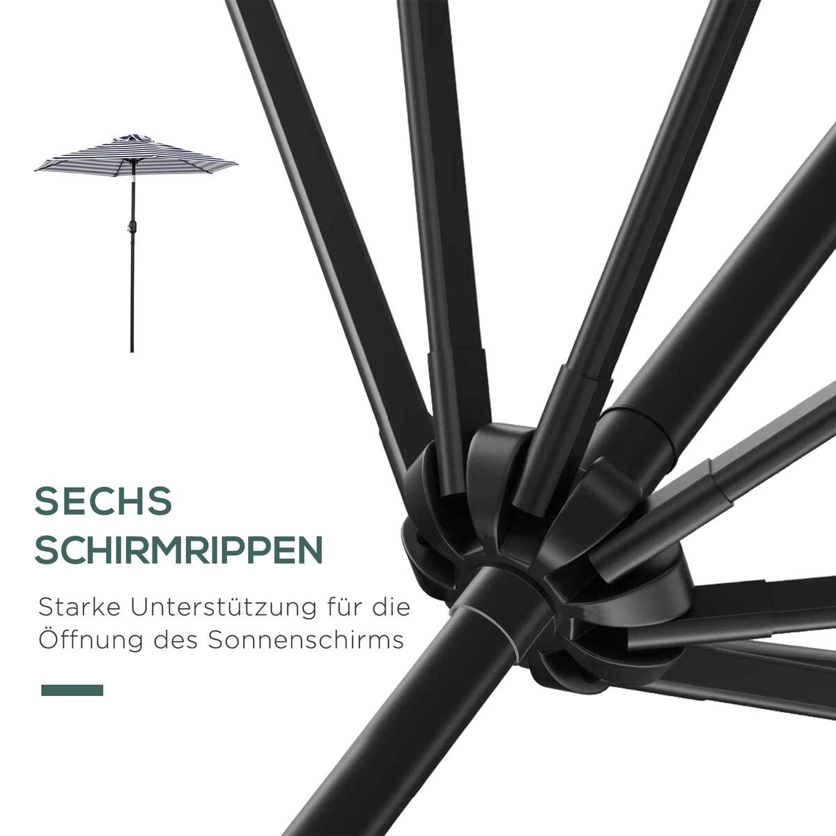 Outsunny Sonnenschirm blau Metall