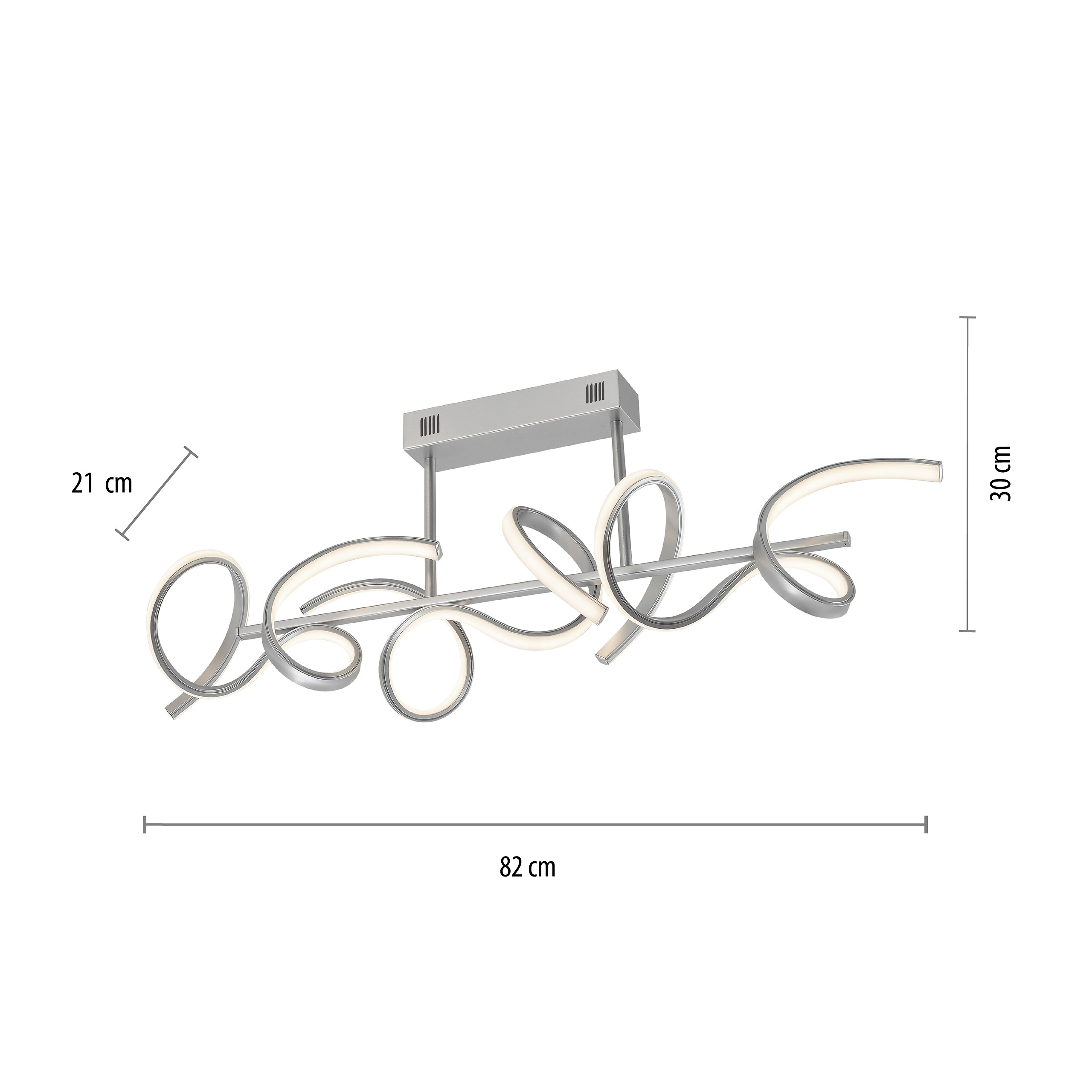 Just Light Deckenleuchte Curls silber Alu B/H/L: ca. 21x30x82 cm