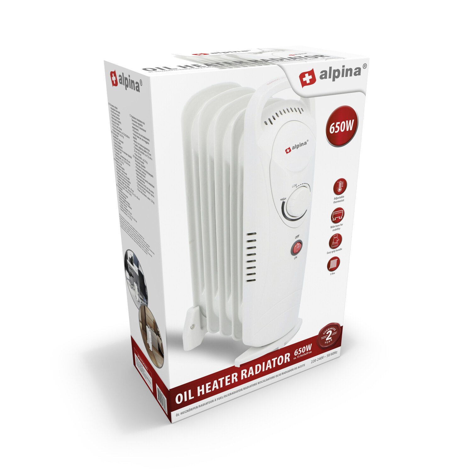 Ölradiator weiß Metall B/H/T: ca. 23x38x13,5 cm ca. 650 W