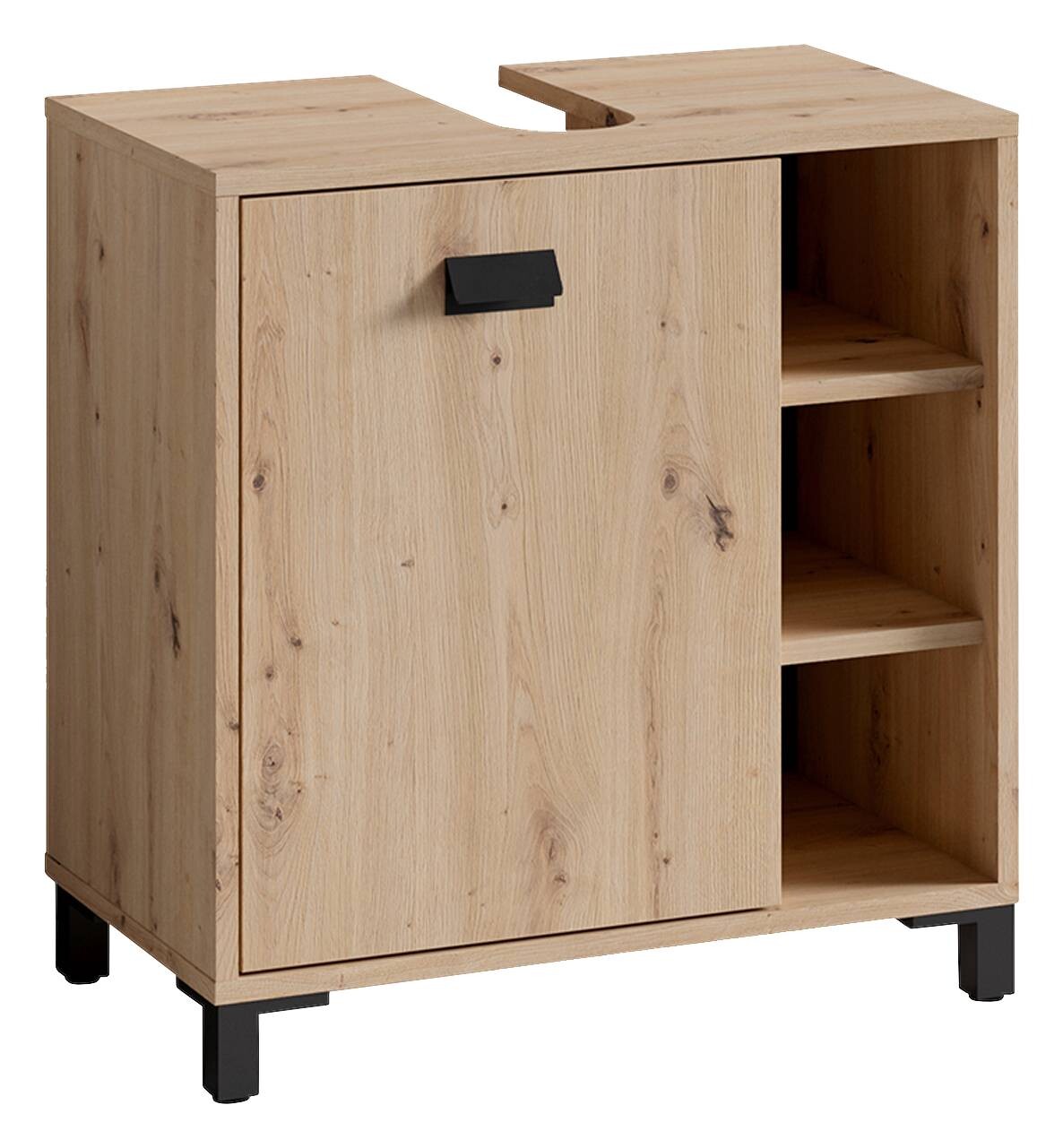 Waschbeckenunterschrank WELLNESS Eiche Artisan Nachbildung schwarz schwarz B/H/T: ca. 60x62x34 cm