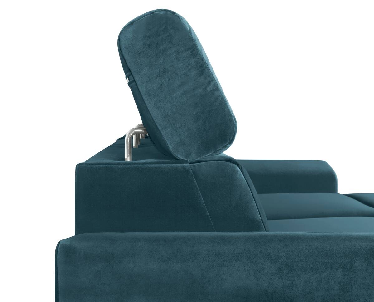 Ecksofa mit Bettfunktion und Bettkasten petrol Microfaser B/H/T: ca. 243x85x186 cm