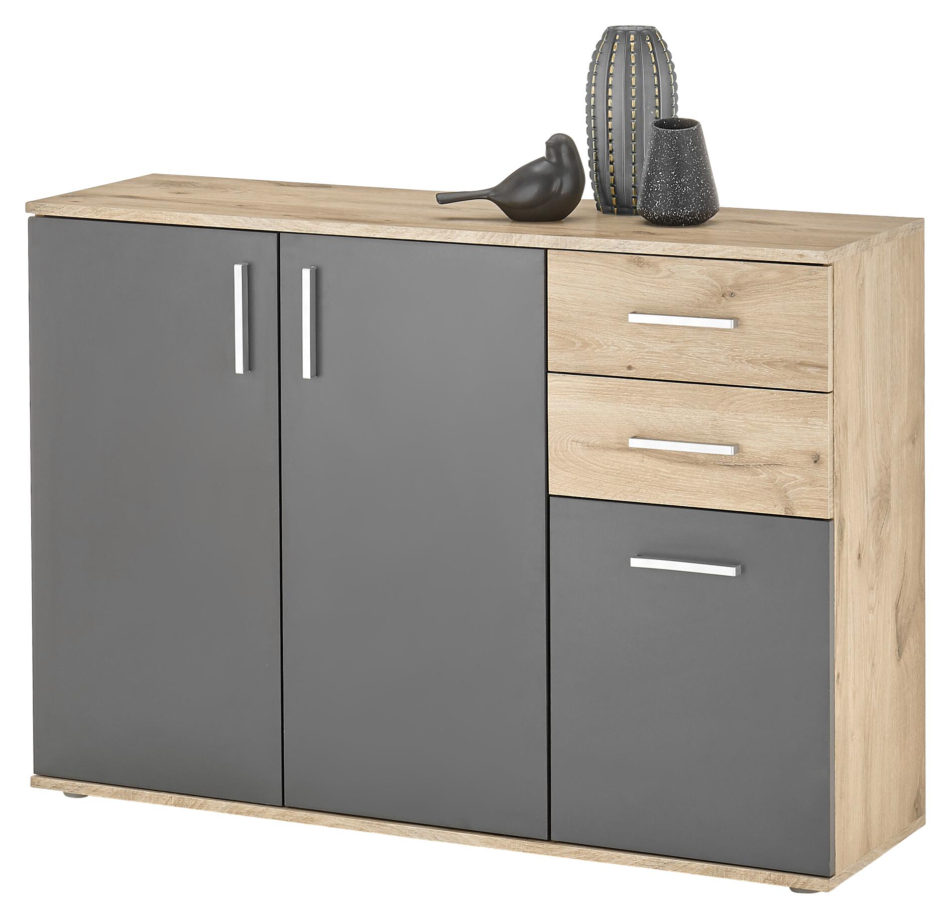 Kommode BC 1040 Eiche Viking Nachbildung dunkelgrau B/H/T: ca. 120x84x35 cm