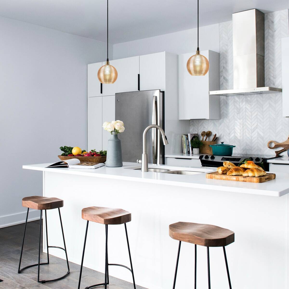 Opviq Pendelleuchte Muzo-2135 gelb Glas B/H/T/L/D: ca. 15x110x15x15x15 cm E27 2 Brennstellen