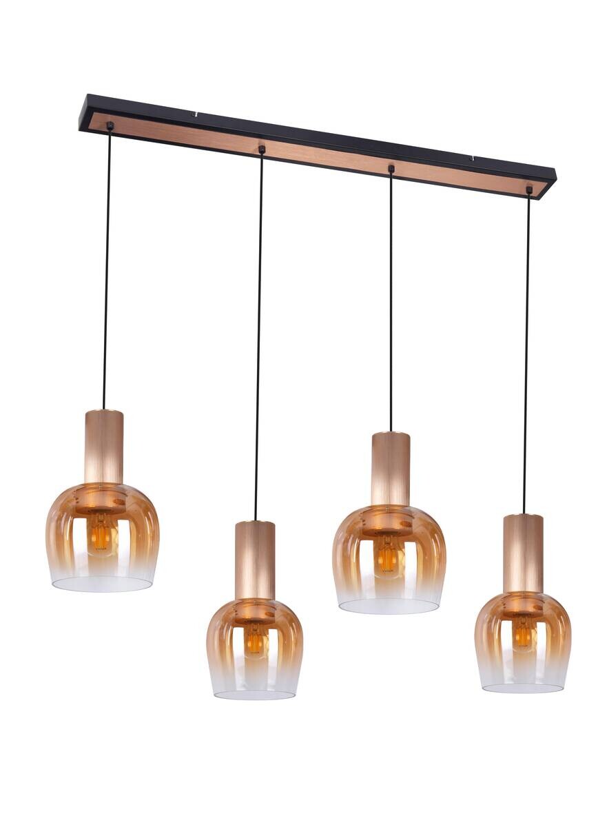 Näve Leuchten Pendelleuchte messing Glas Metall B/H/T: ca. 111x150x23,5 cm E27 4 Brennstellen