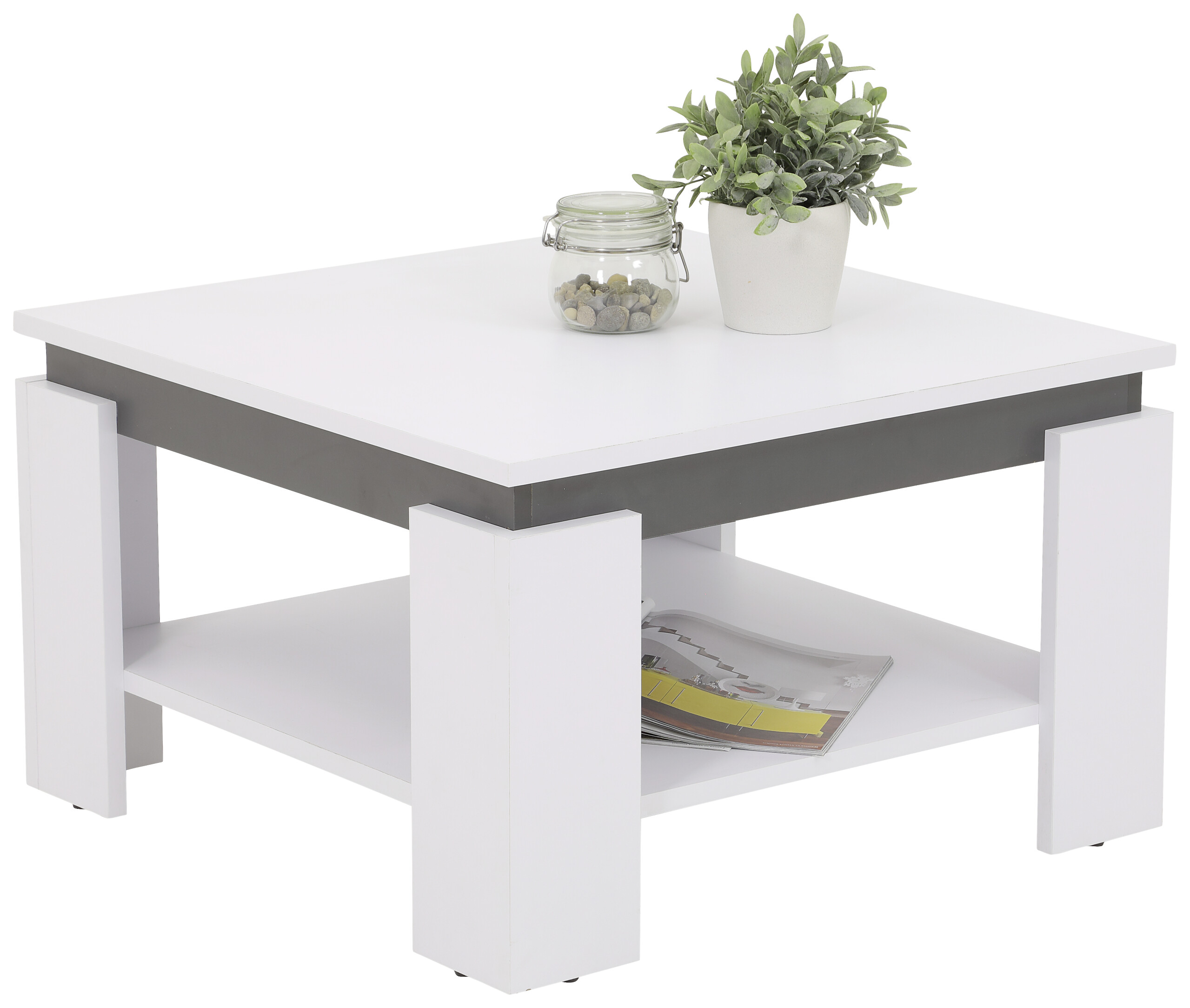 Hela Couchtisch Tim III weiß anthrazit Holzwerkstoff B/H/T: ca. 68x41x68 cm