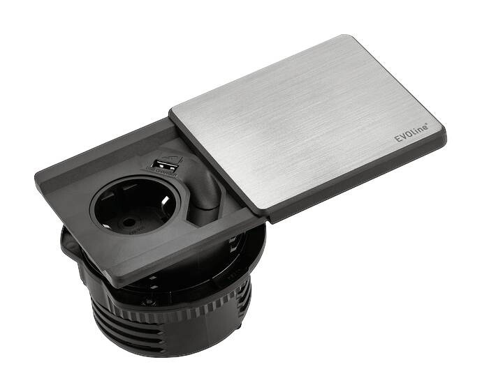 Naber Steckdose 8031152 Alu schwarz B/H/T: ca. 18,1x6,8x9,1 cm