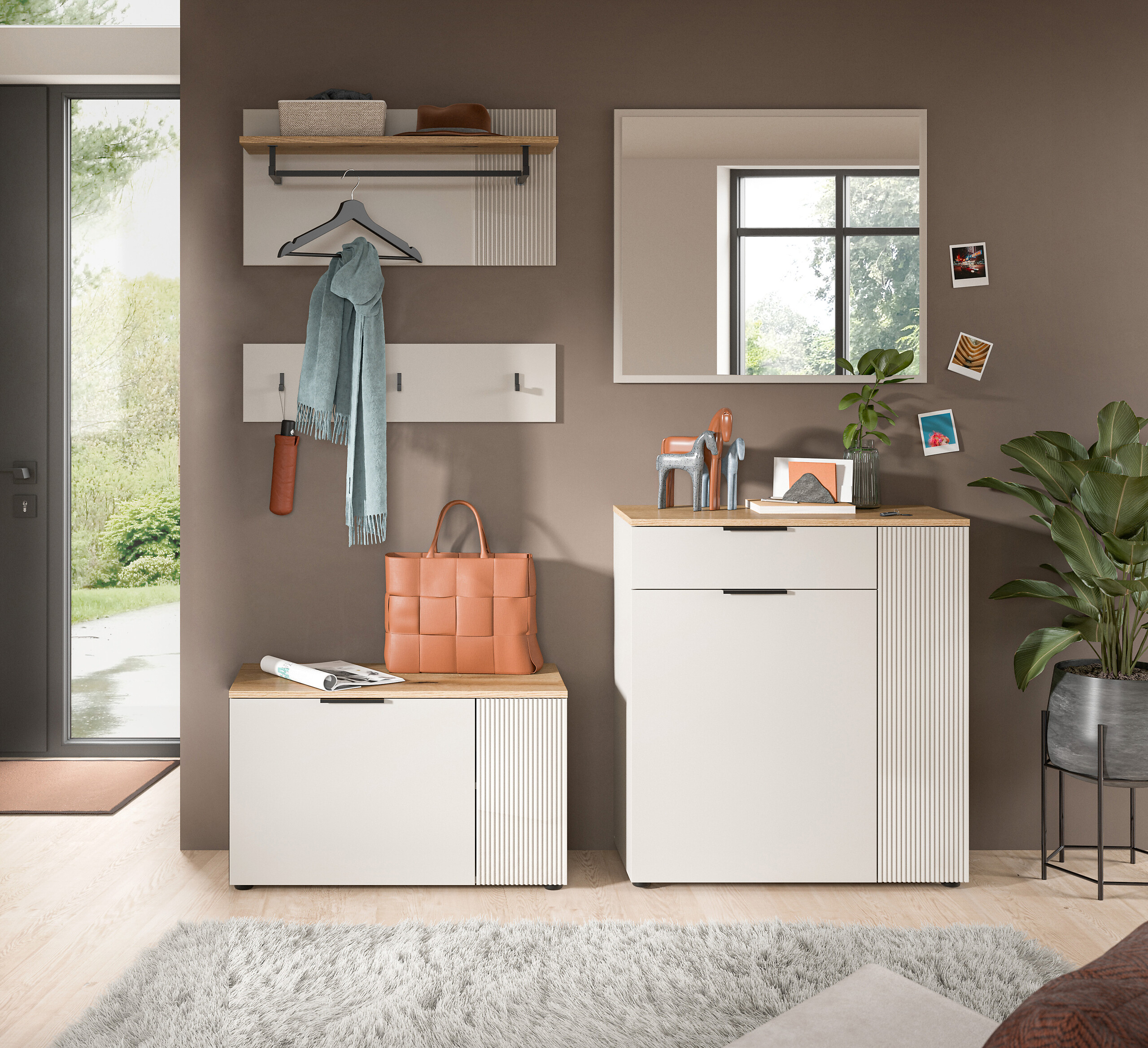 Garderobe Slide Kaschmirgrau Nachbildung Evoke Oak Nachbildung B/H/T: ca. 175x190x36 cm