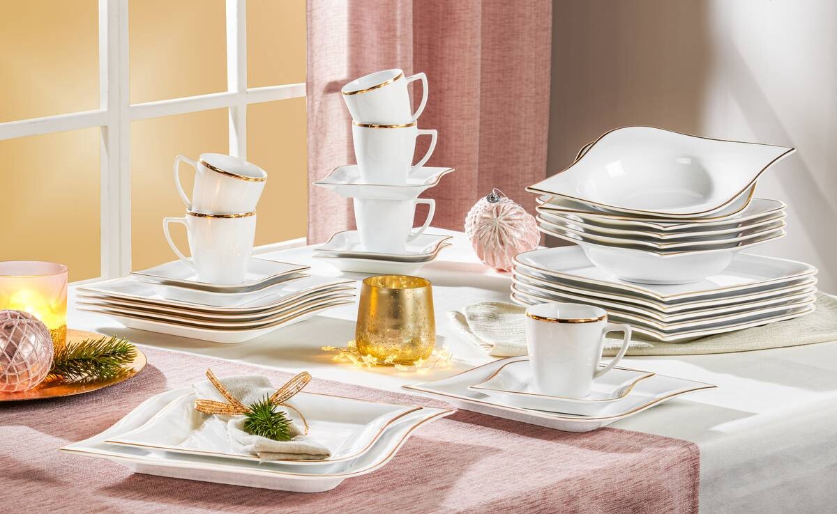 Wellco Kombiservice weiß Porzellan 30 tlg.