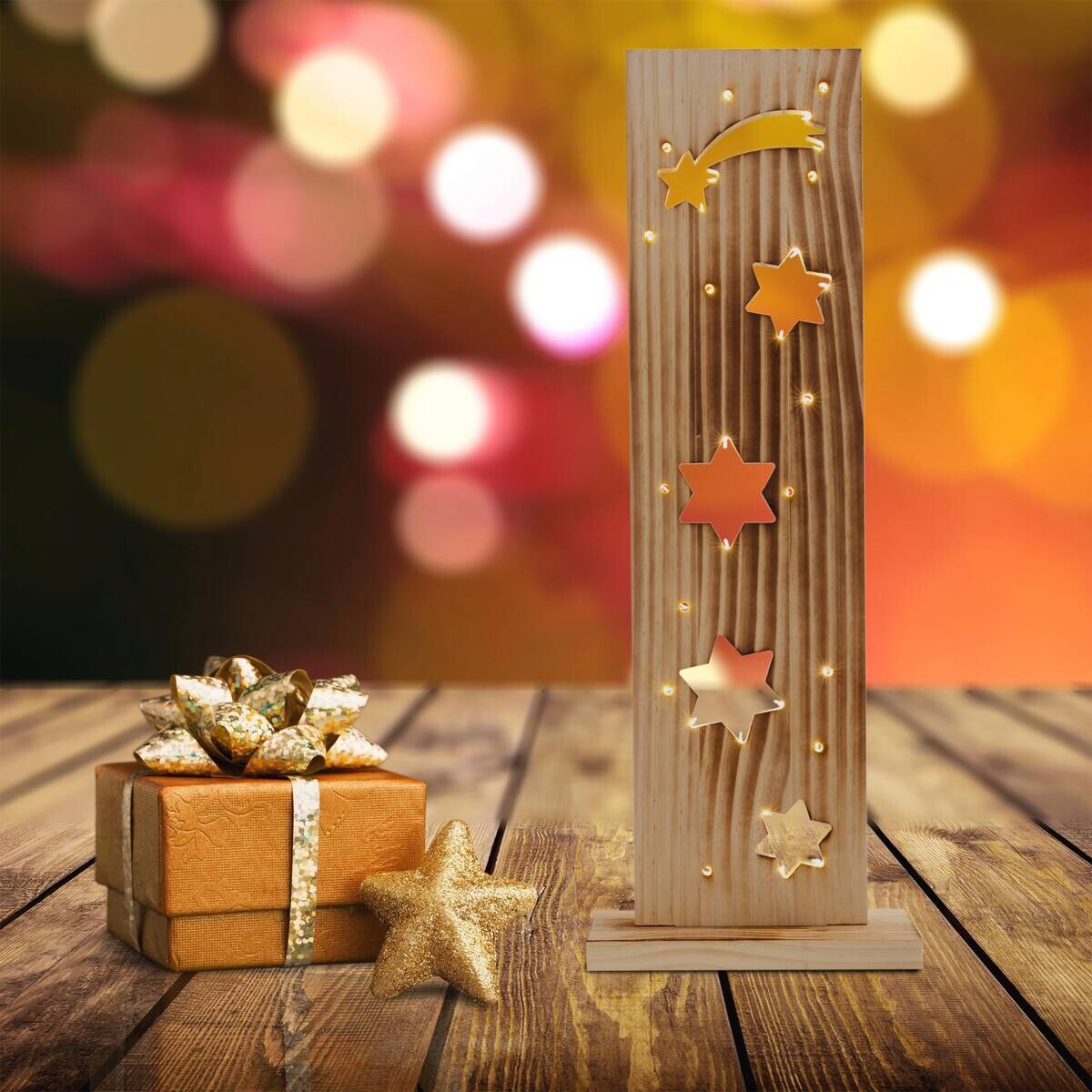 Näve Leuchten LED-Dekoleuchte natur Holz B/H/T: ca. 11x60x21,5 cm