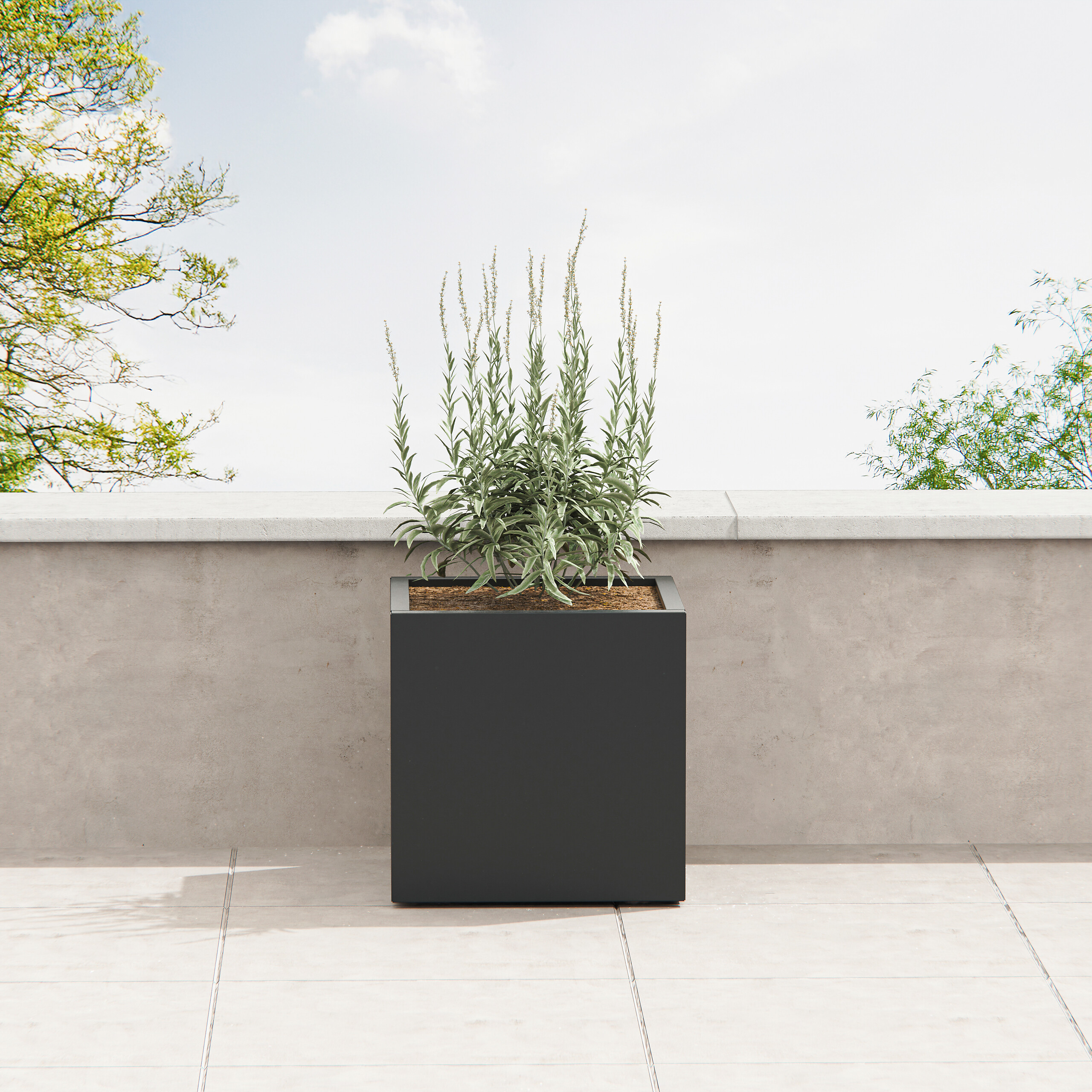 Herstera Garden Pflanzkübel Cube anthrazit Metall B/H/L: ca. 60x60x60 cm