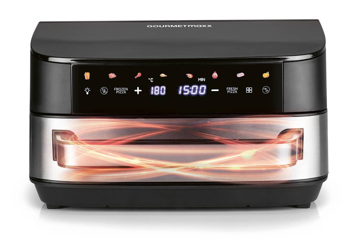 GOURMETmaxx Heißluftfritteuse XXL schwarz Edelstahl B/H/L: ca. 41x24x32,5 cm ca. 7 l