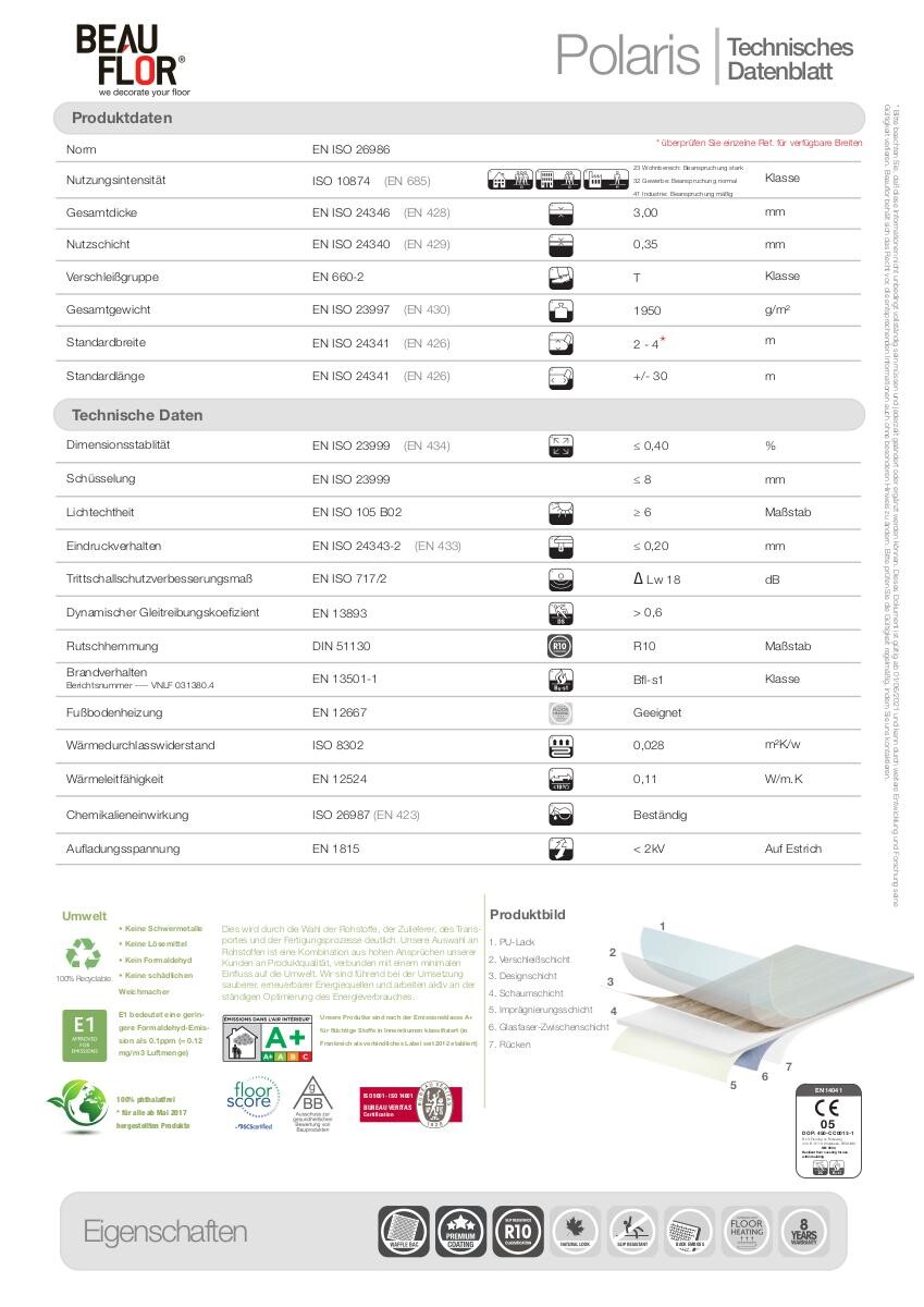 Vinylboden Polaris natur Eiche B: ca. 200 cm pro m²