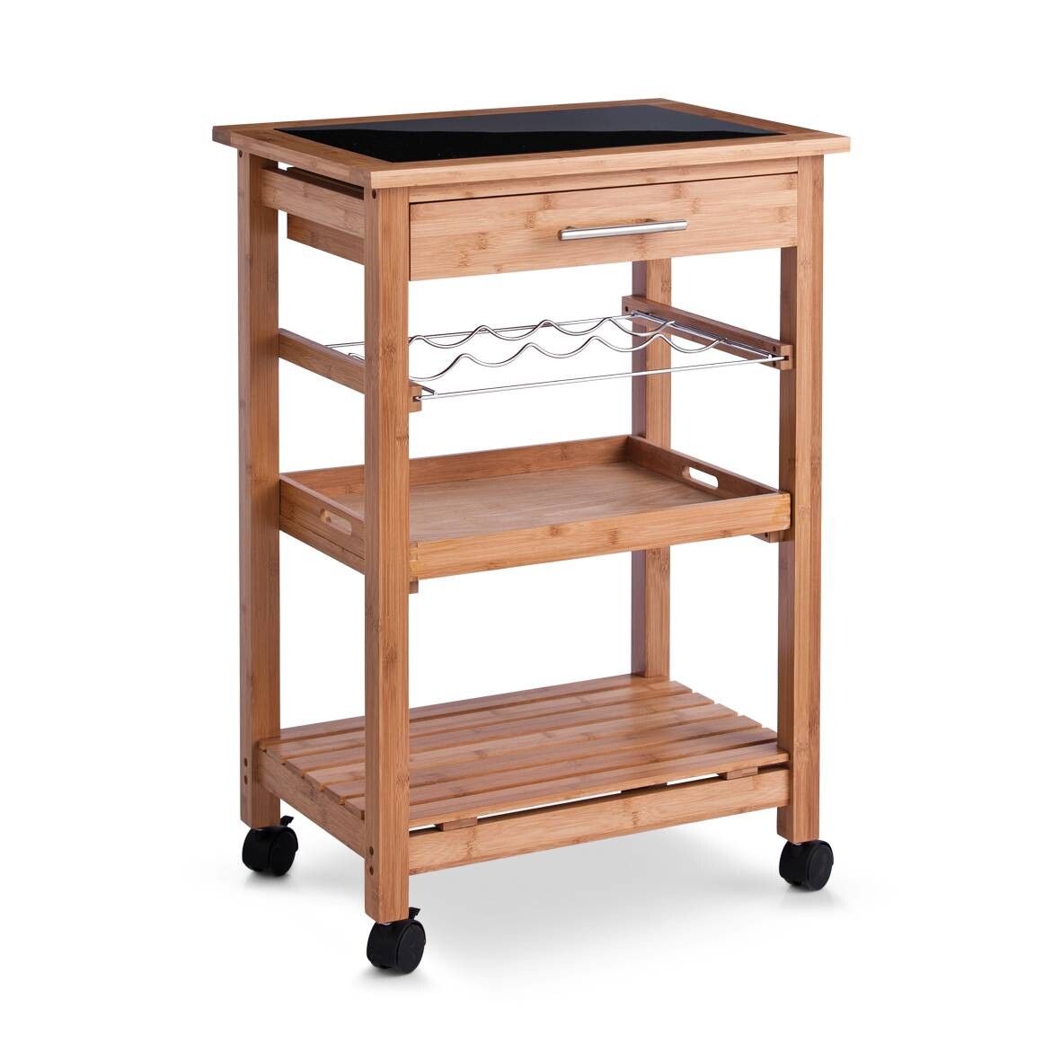 Zeller Küchenrollwagen braun Glas B/H/L: ca. 40x85x58 cm