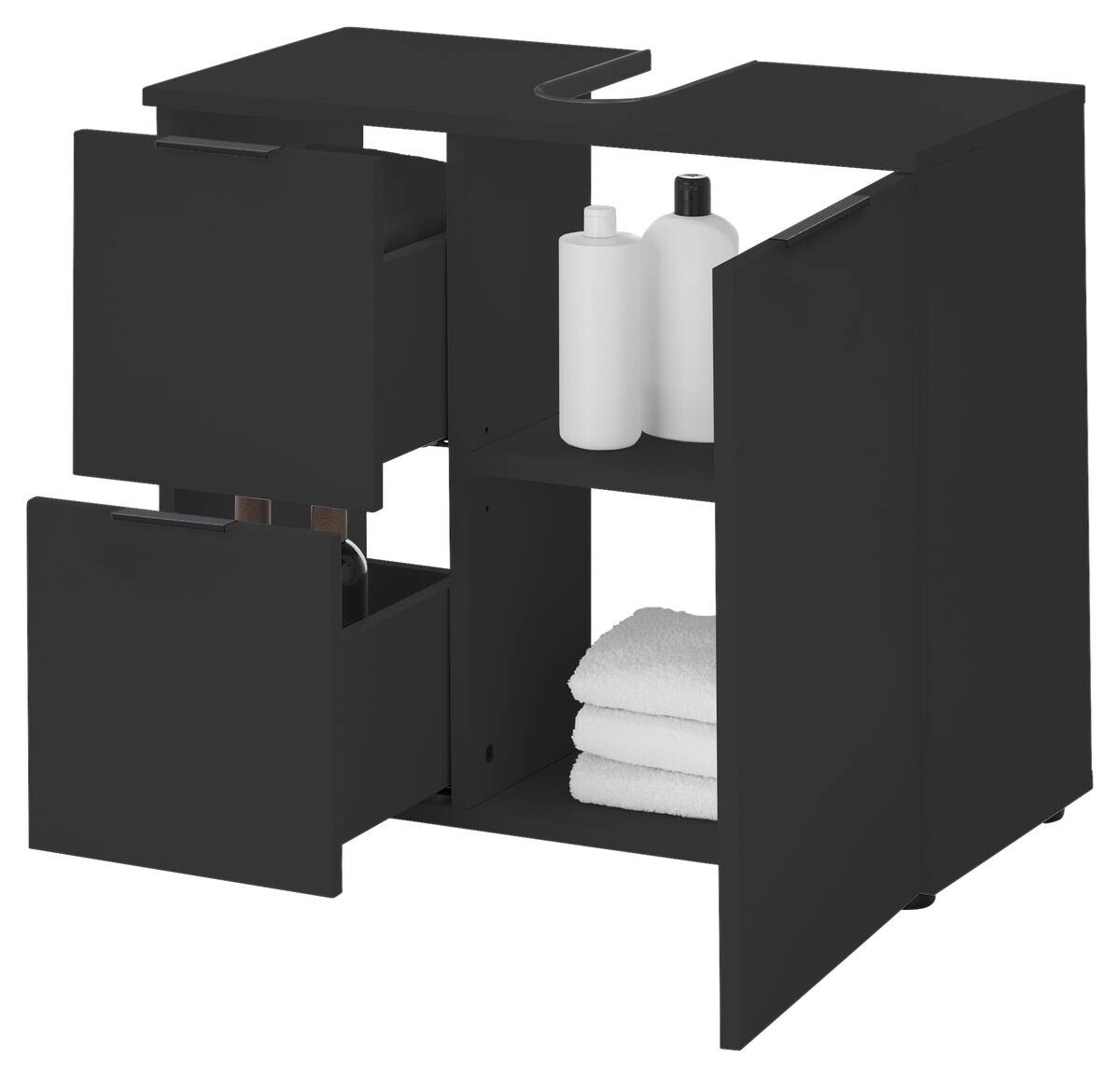 Waschbeckenunterschrank Porto schwarz B/H/T: ca. 70x60x35 cm