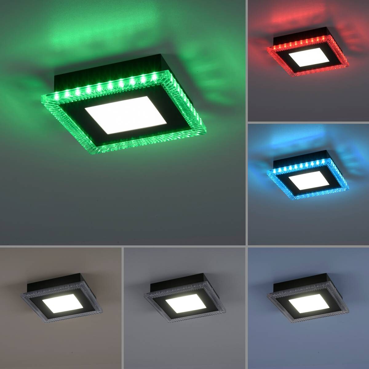 Just Light LED-Deckenleuchte 14510-18 schwarz Kunststoff B/H/L: ca. 20x5x20 cm