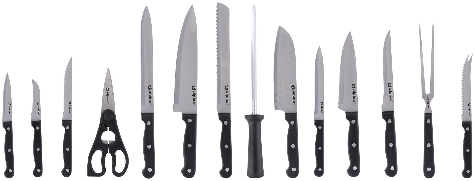 alpina Messerblock schwarz Holz 22 tlg.