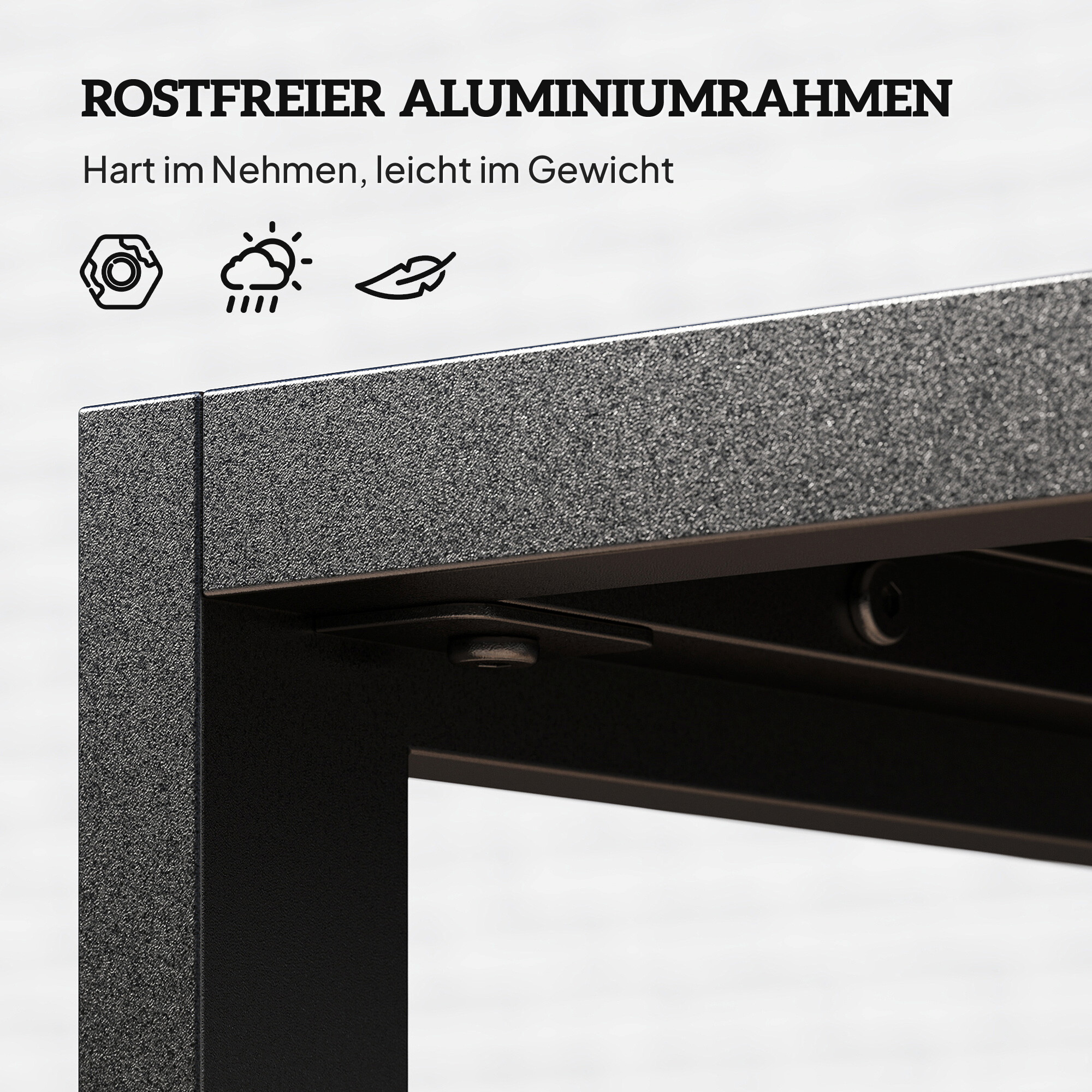 Outsunny Beistelltisch schwarz Aluminium B/H/L: ca. 50x42x90 cm