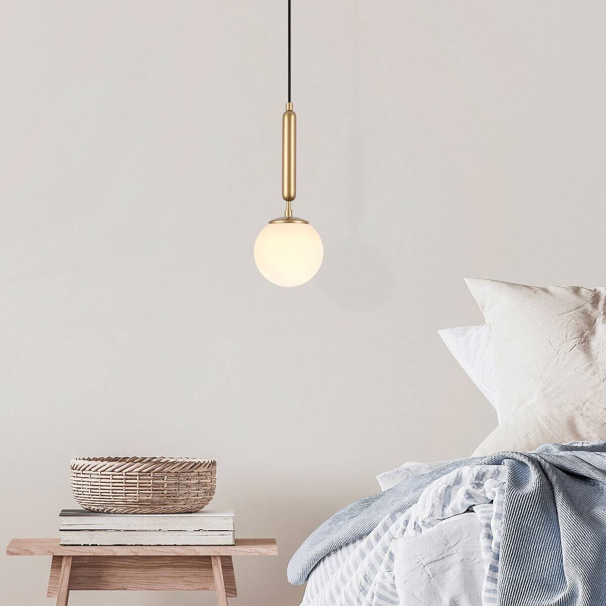 Opviq Pendelleuchte King gold Metall Glas B/H/T/L/D: ca. 15x139x15x15x15 cm E14 1 Brennstellen