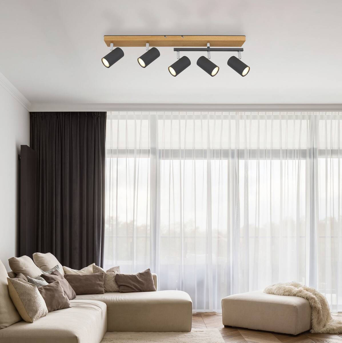 GLOBO Spot braun Graphit Metall B/H/T: ca. 35x17x70 cm GU10 5 Brennstellen