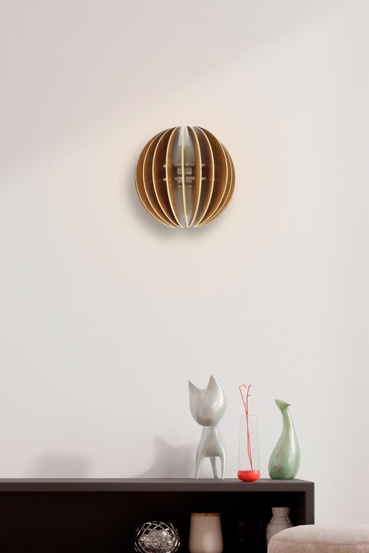 Opviq Wandleuchte nussbaum MDF B/H/L: ca. 16,5x19,5x19,5 cm E27 1 Brennstellen