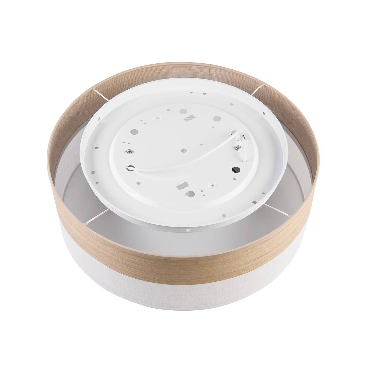 Lamkur Deckenleuchte Eiche weiß PVC Holz B/H/L: ca. 45x15x45 cm E27 2 Brennstellen